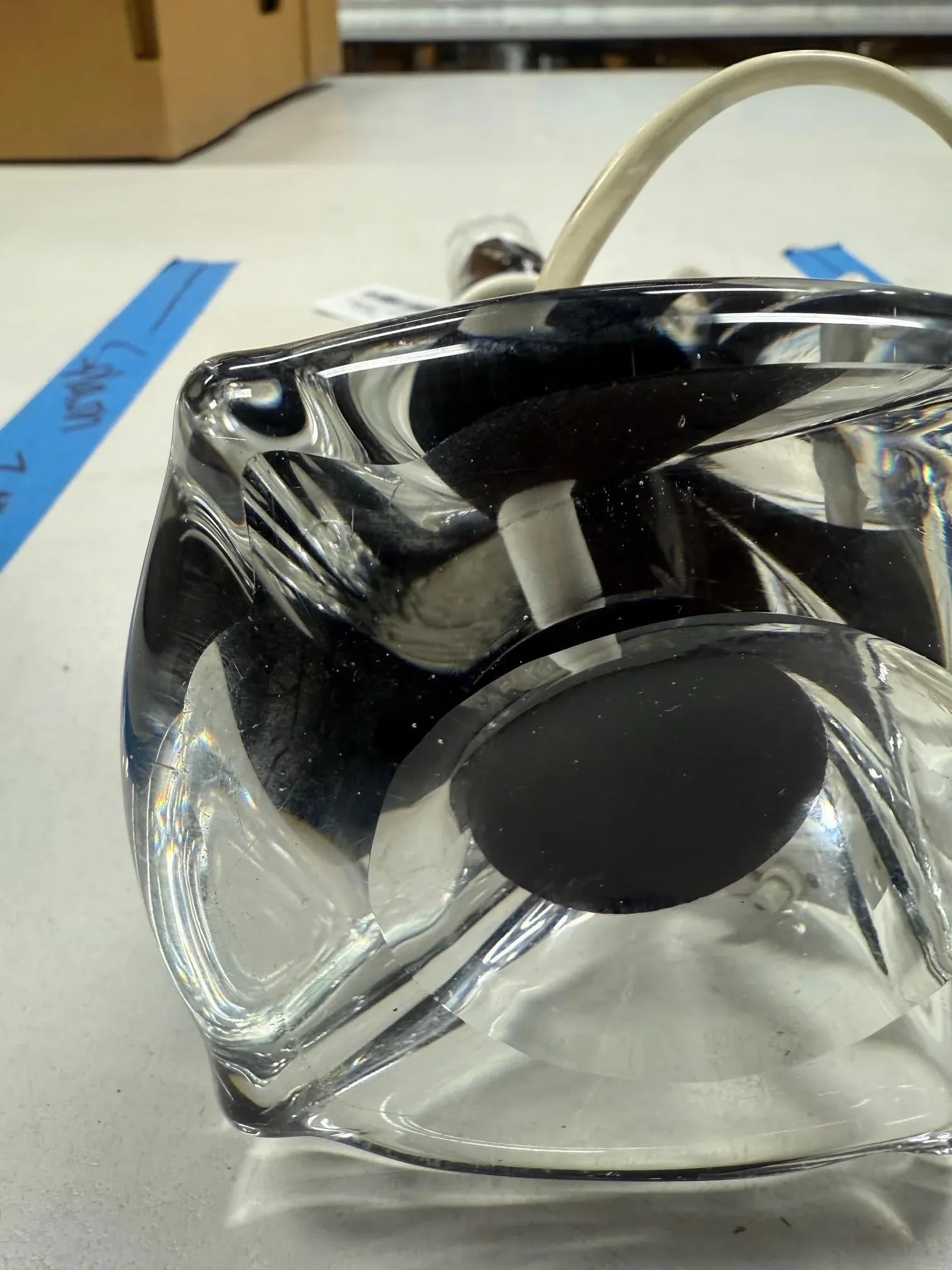 Mid-Century Paul Kedelv for Flygsfors Swedish Art Glass Lamp Base, Twisted Black & White, 1950s - 6