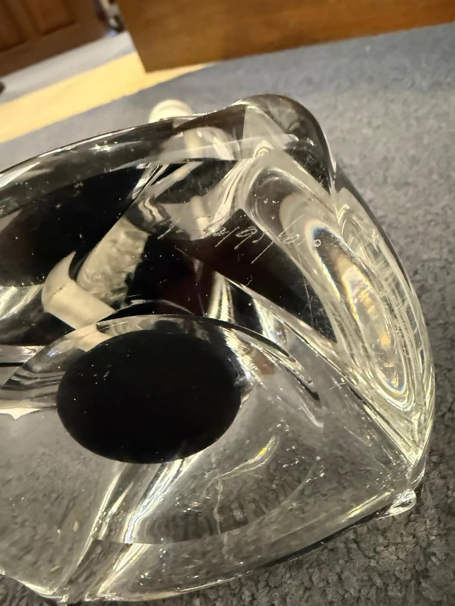 Mid-Century Paul Kedelv for Flygsfors Swedish Art Glass Lamp Base, Twisted Black & White, 1950s - 7