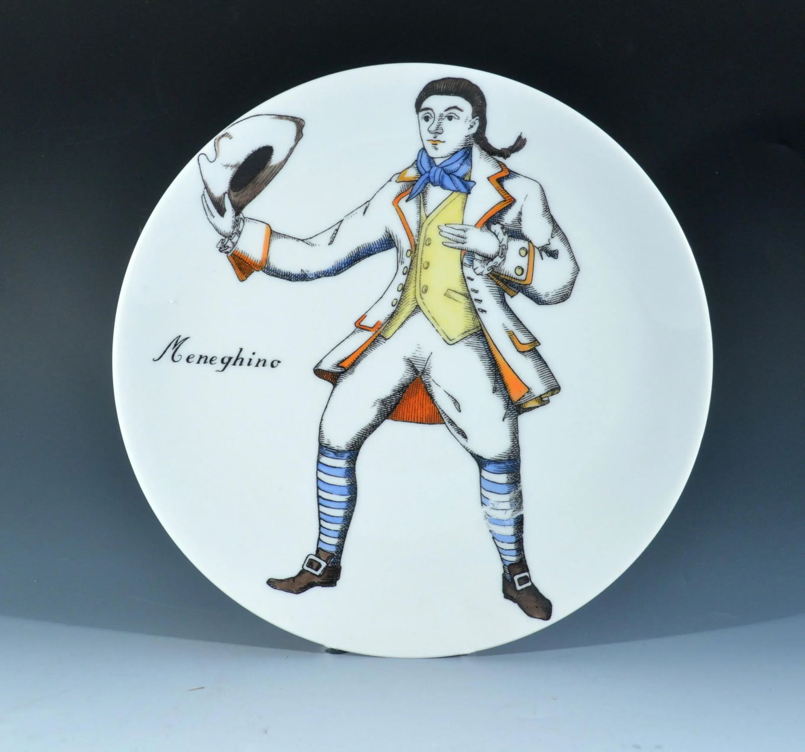 Piero Fornasetti Porcelain Commedia Dell'arte Plates - S/4 - 6