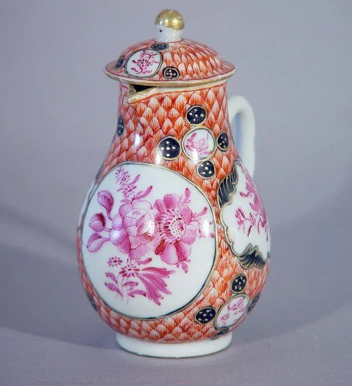 18th Century Chinese Export Coral & Puce Porcelain Tea Service - 3