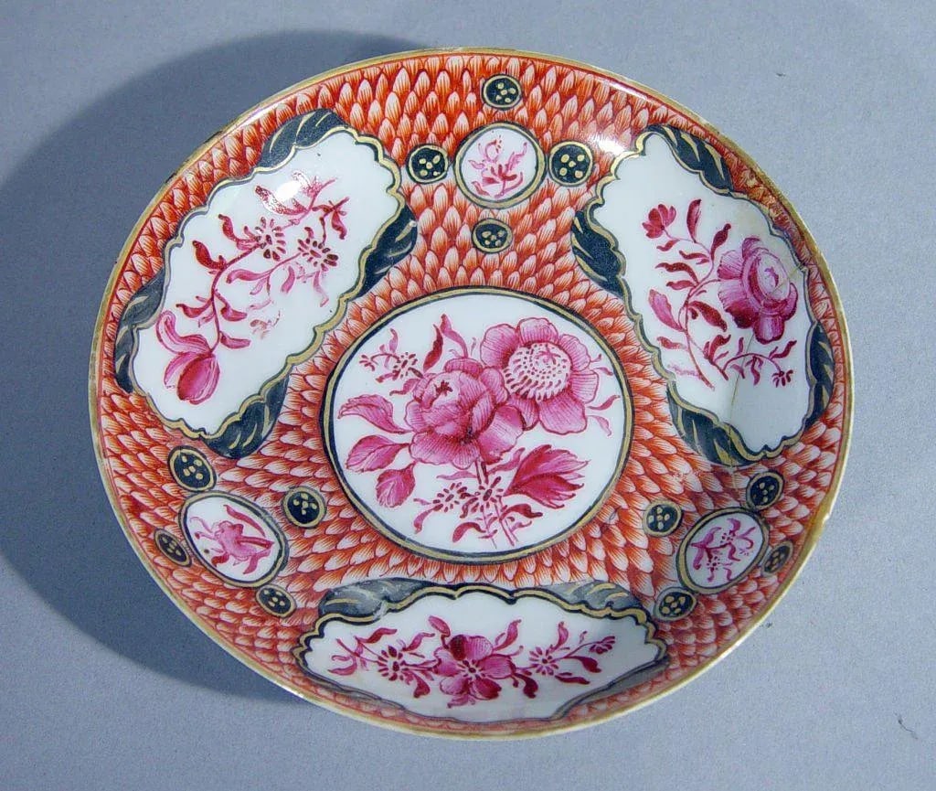 18th Century Chinese Export Coral & Puce Porcelain Tea Service - 7