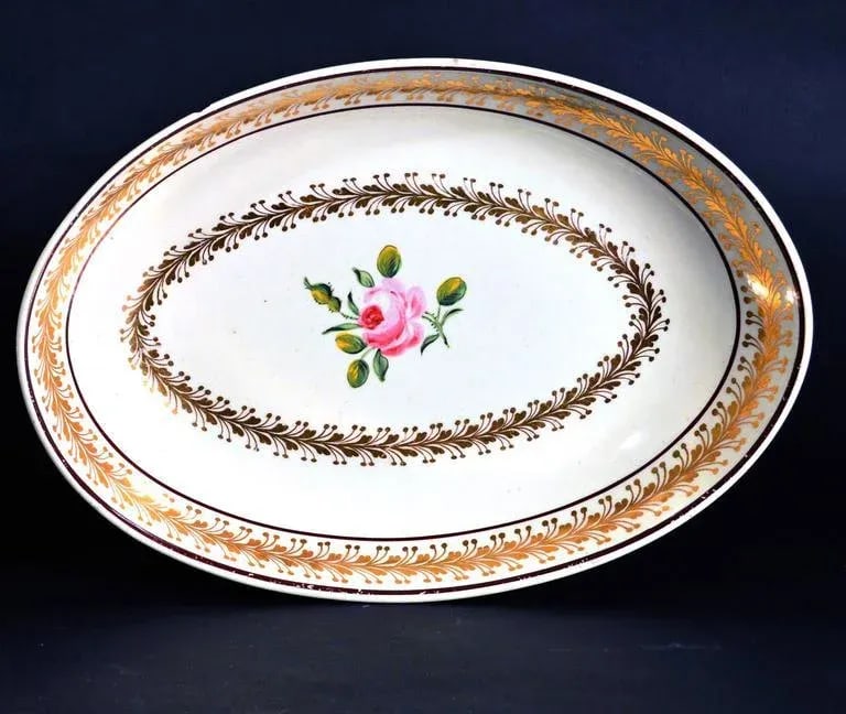 Neale & Co. Creamware Oval Botanical Dishes - A Pair - 4