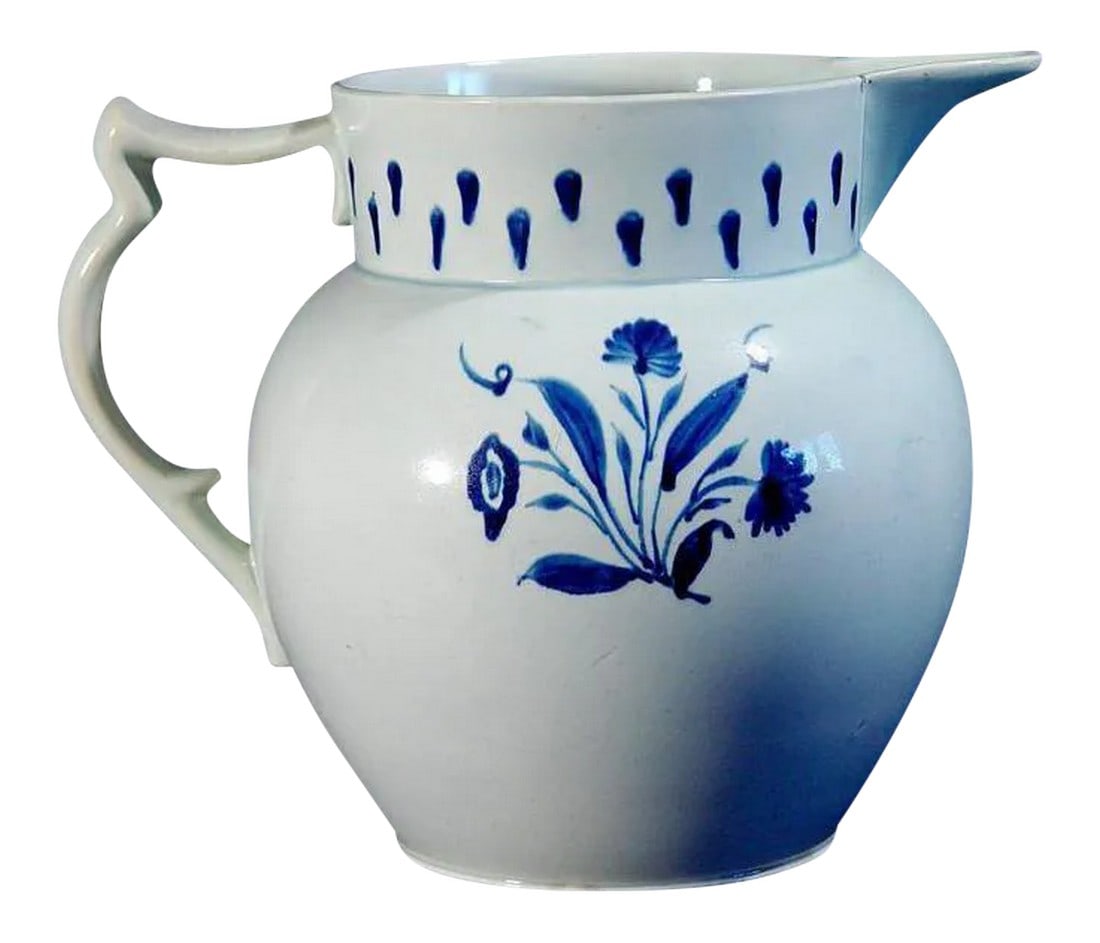 English Pearlware Pottery Blue and White Jug (1 of 3)