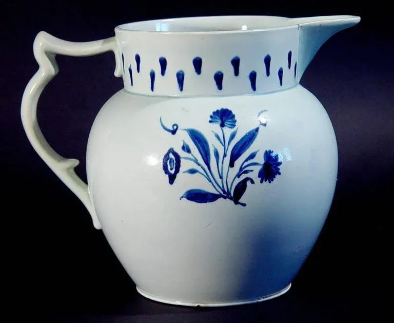 English Pearlware Pottery Blue and White Jug - 2