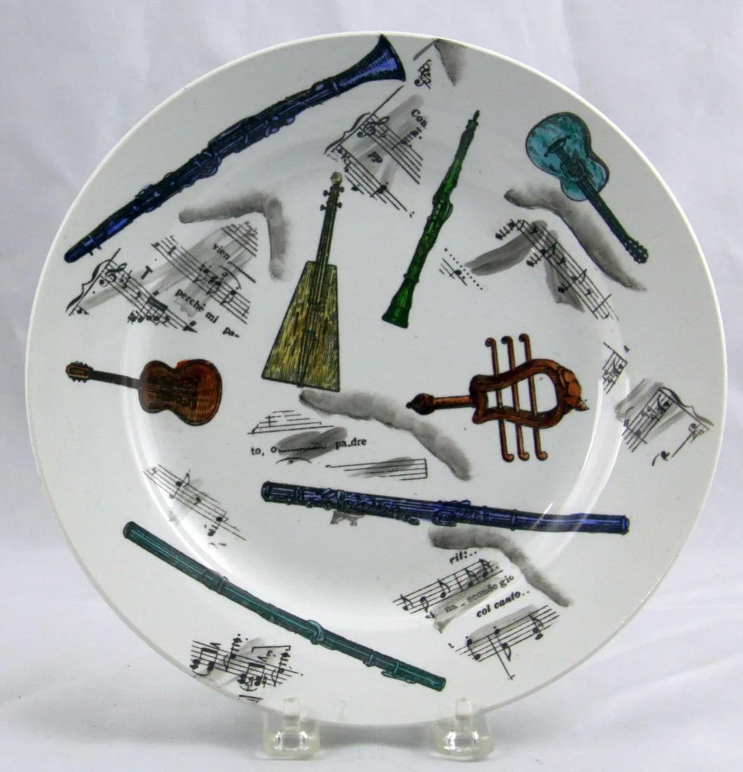 Early Piero Fornasetti Set of Six Musical Pottery Plates, Circa 1953 - 2