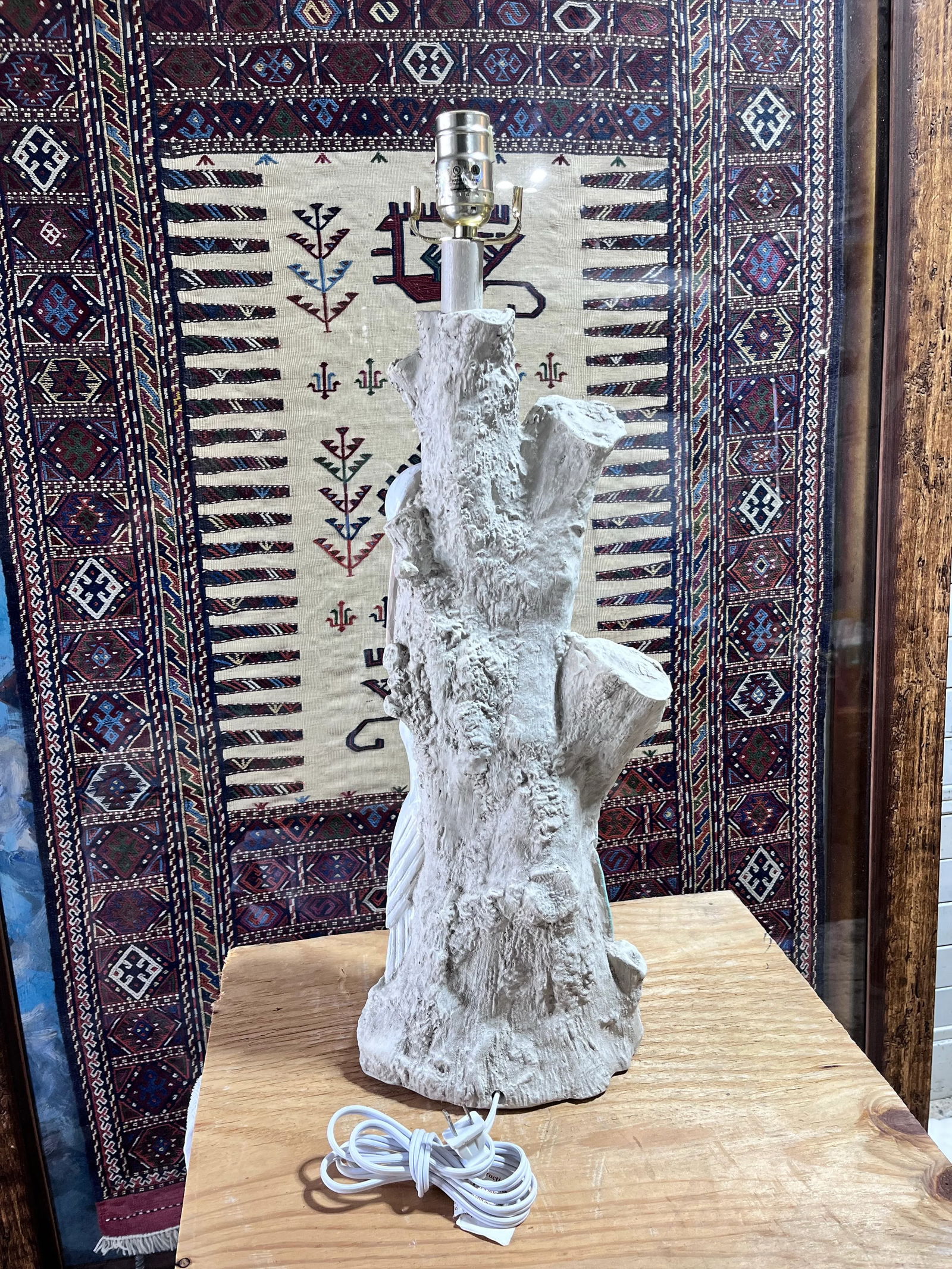 Vintage Faux Bois Plaster Egret Table Lamp - 10