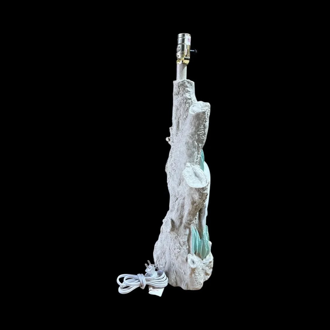 Vintage Faux Bois Plaster Egret Table Lamp - 4