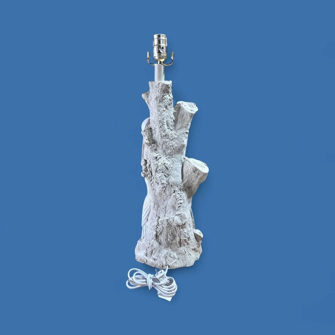 Vintage Faux Bois Plaster Egret Table Lamp - 8