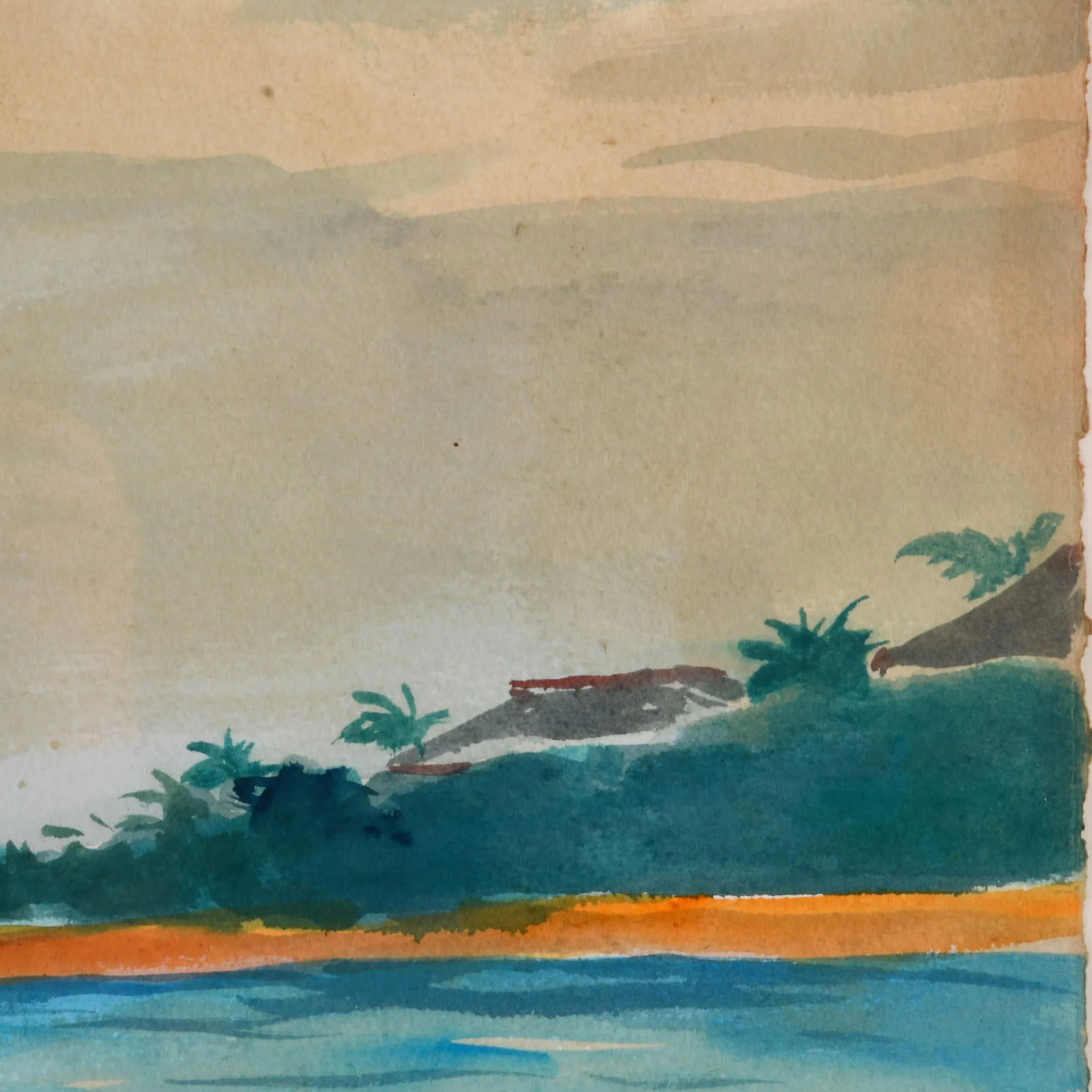 Framed "Untitled Sailboat" Watercolor Attributed to Winslow Homer - 4