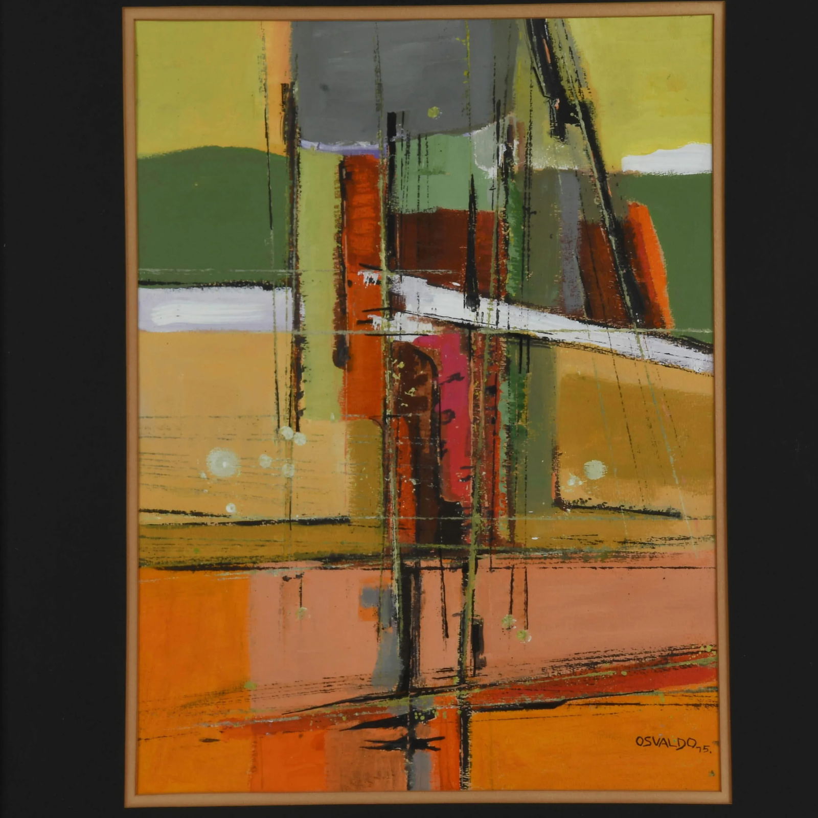 Framed Signed Osvaldo Gutiérrez "Untitled" Mix Media - 2