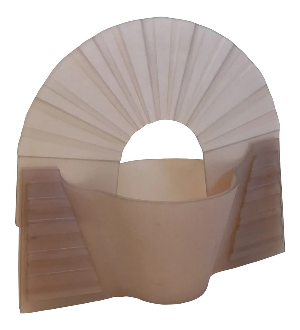 1986 Art Deco Style Glass Sculpture Numbered 751 by Larry M. Fielder: Unique light peach in color, a glass sculpture by artist Larry M. Fielder. Large, one of a kind hard to find sculpture shaped in a basket form. Sign, numbered 751 and dated NOV. 86 in the glass. Fine