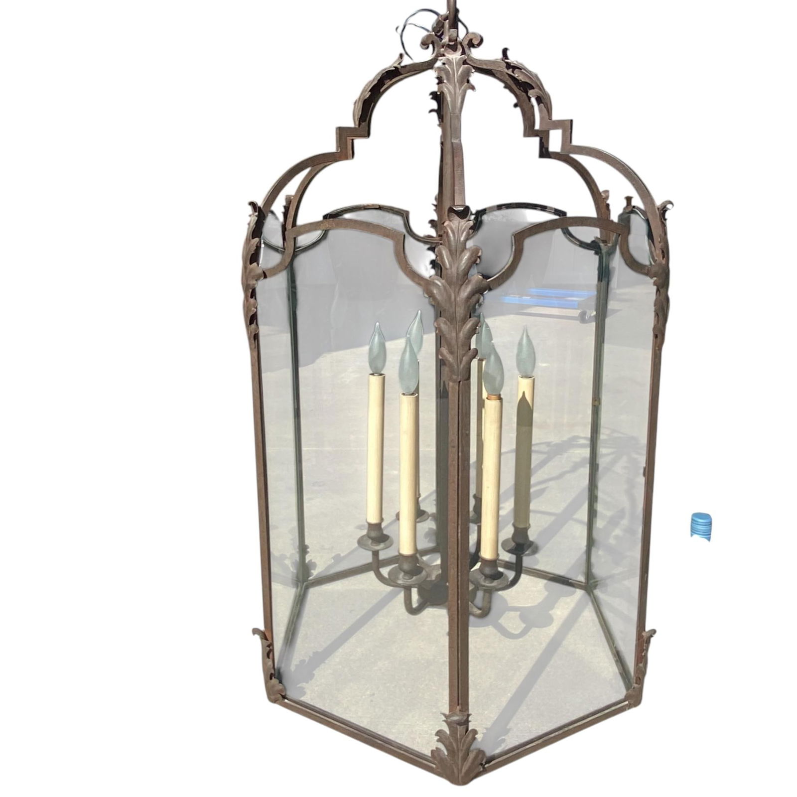 Large Paul Ferrante Iron & Glass Lantern, 43" Tall "4040 DoverII" - 10