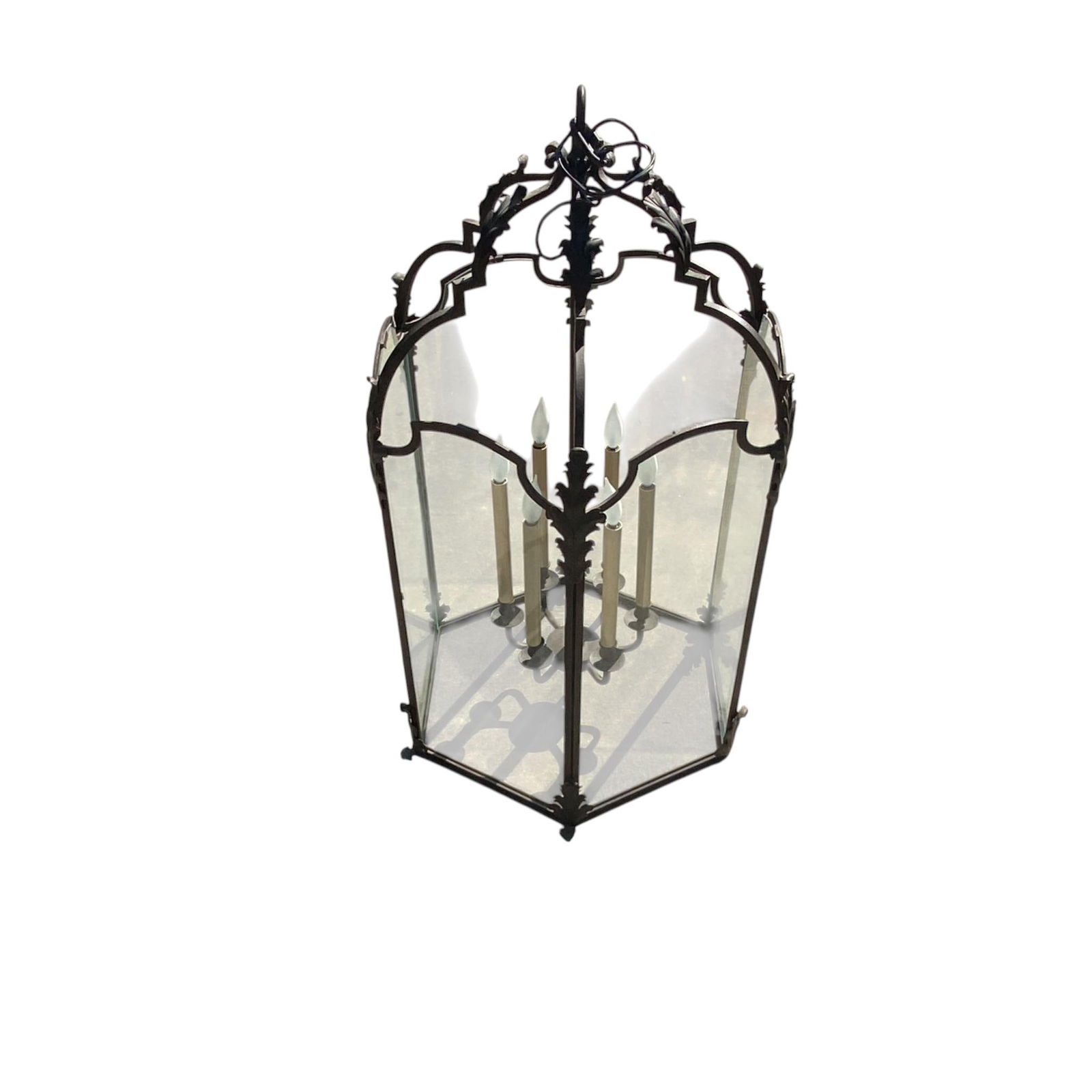 Large Paul Ferrante Iron & Glass Lantern, 43" Tall "4040 DoverII" - 5