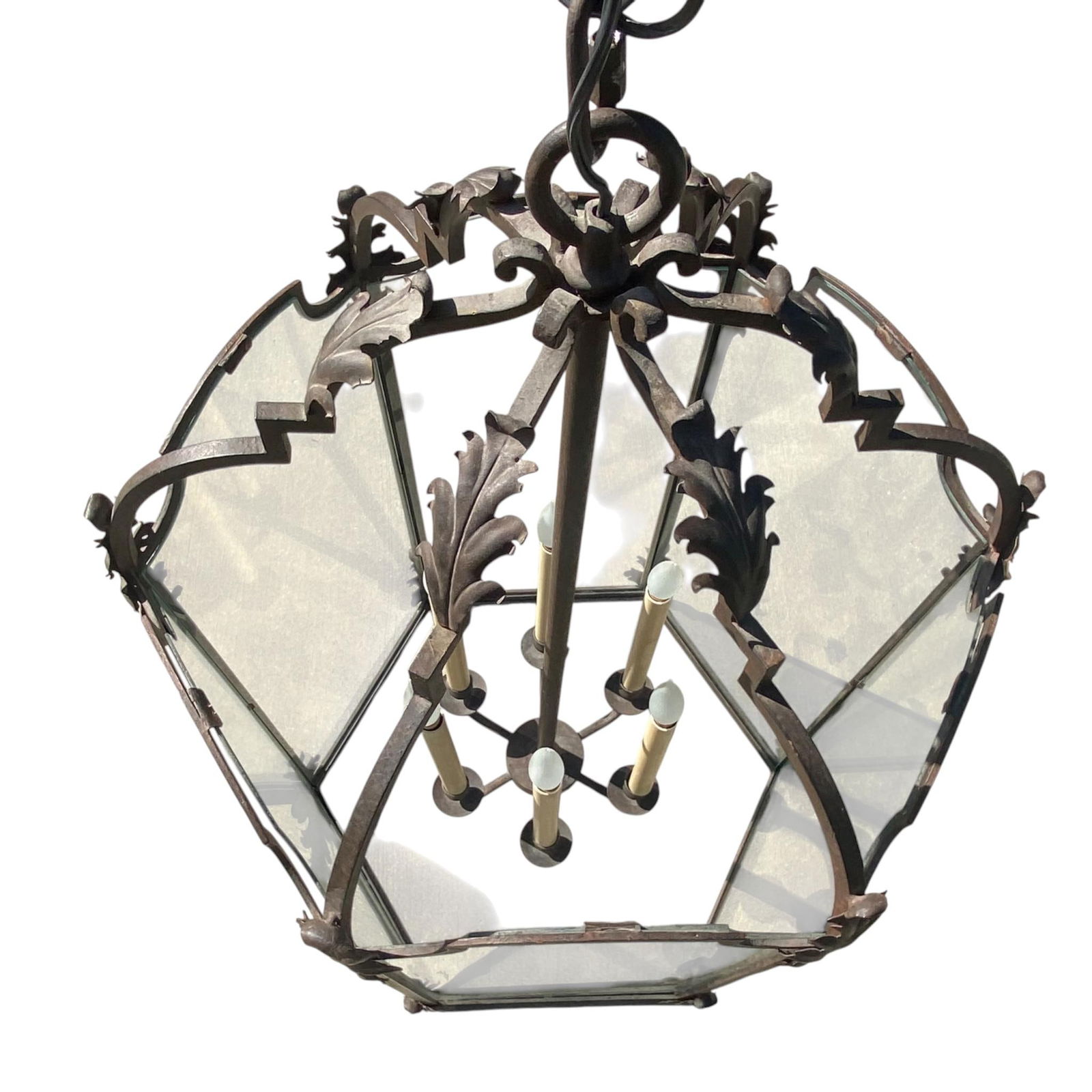 Large Paul Ferrante Iron & Glass Lantern, 43" Tall "4040 DoverII" - 8