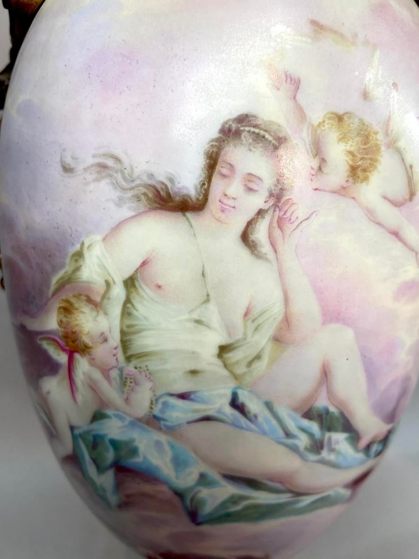 1850s Sevres French Gilded Bronze Blue Porcelain Vases - Pair - 10