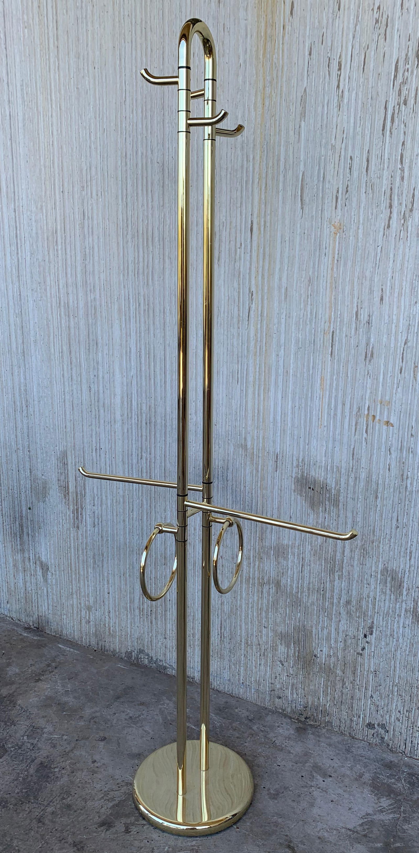 Mid Century Modern Italian Brass Coat Stand With Round Base, Italy, 1970s - 7
