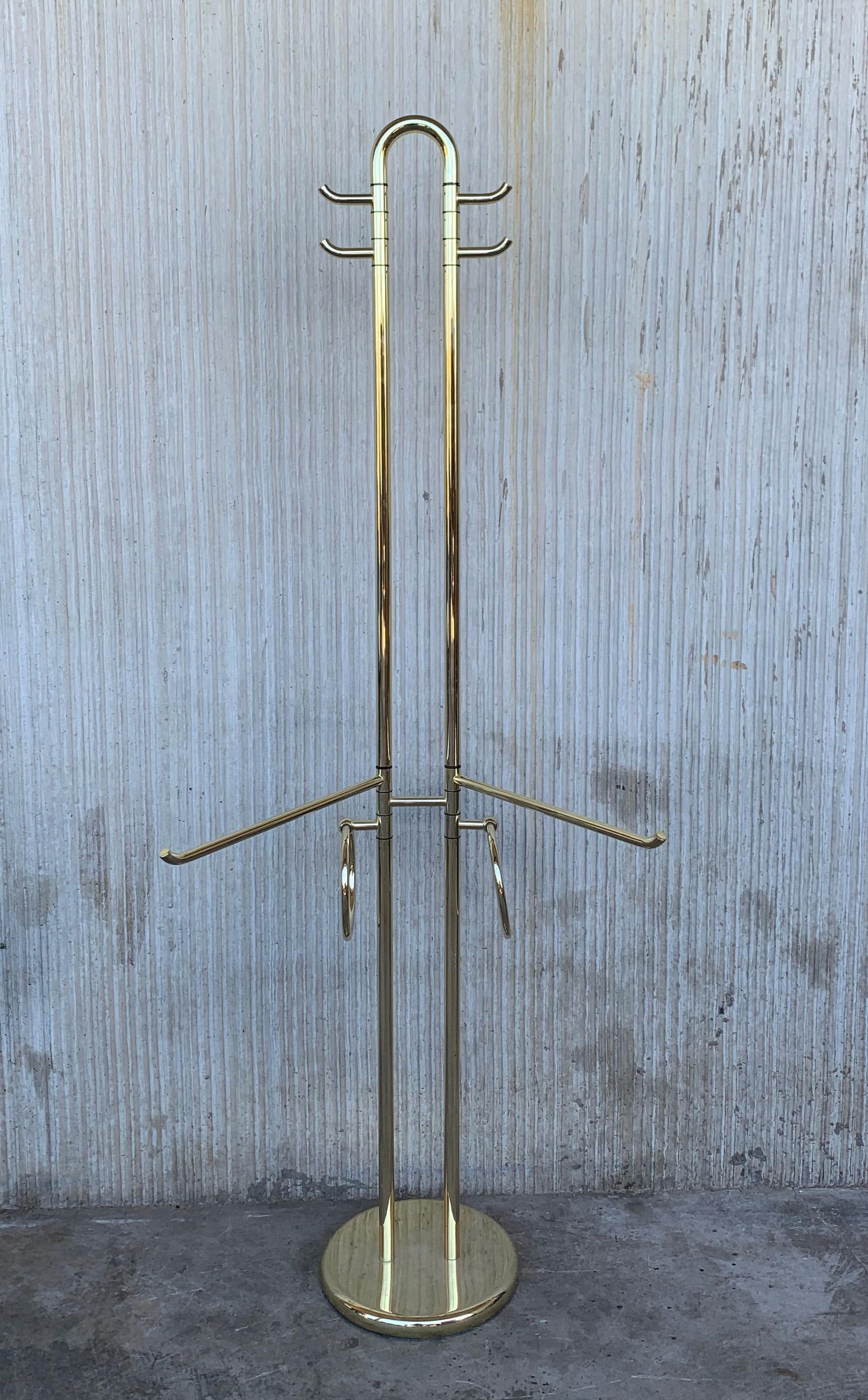 Mid Century Modern Italian Brass Coat Stand With Round Base, Italy, 1970s - 9