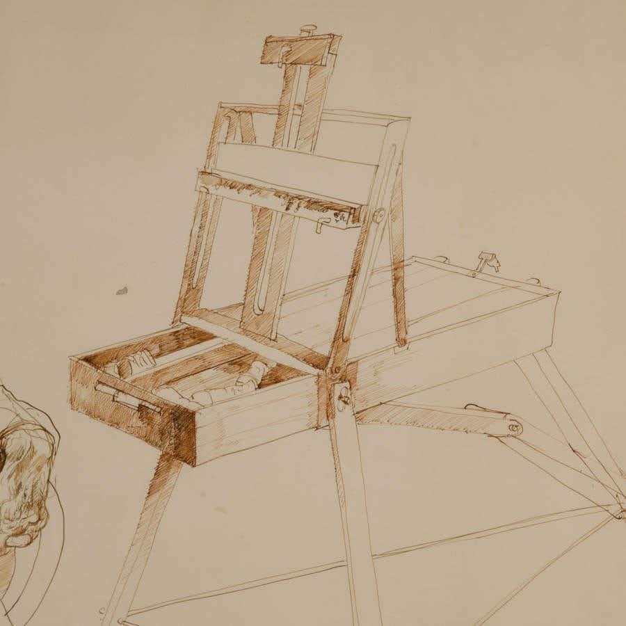 Framed Signed Carlos Alonso Self Portrait Drawing on Paper - 4