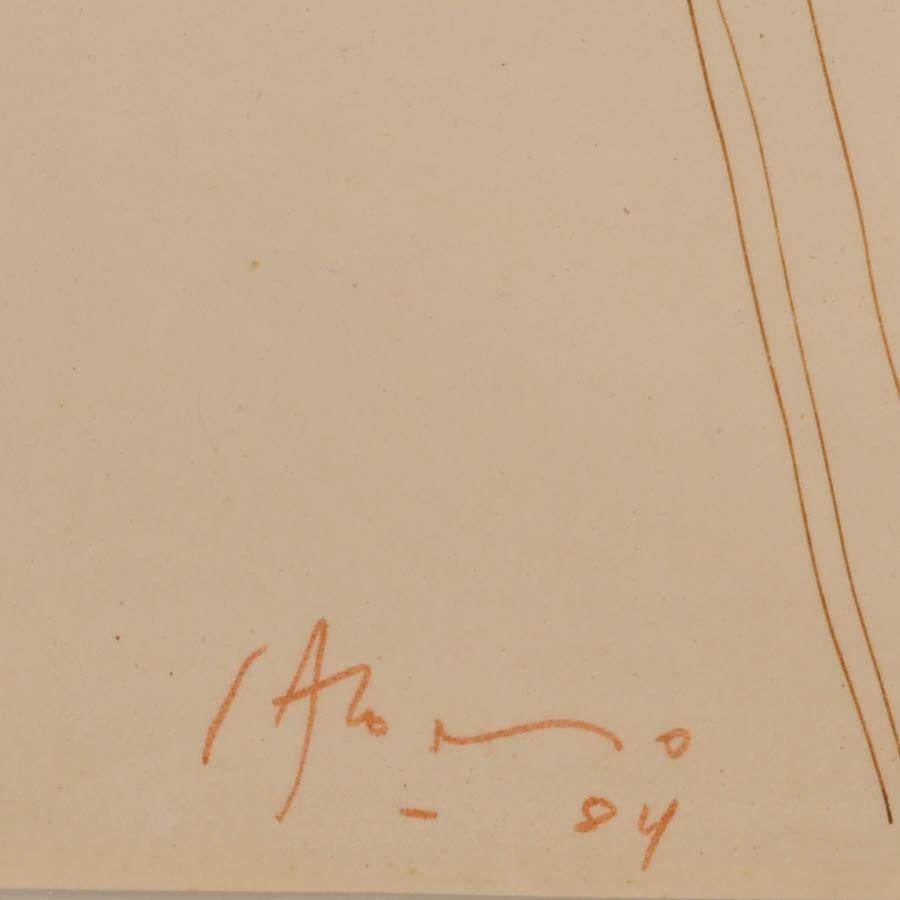 Framed Signed Carlos Alonso Self Portrait Drawing on Paper - 5