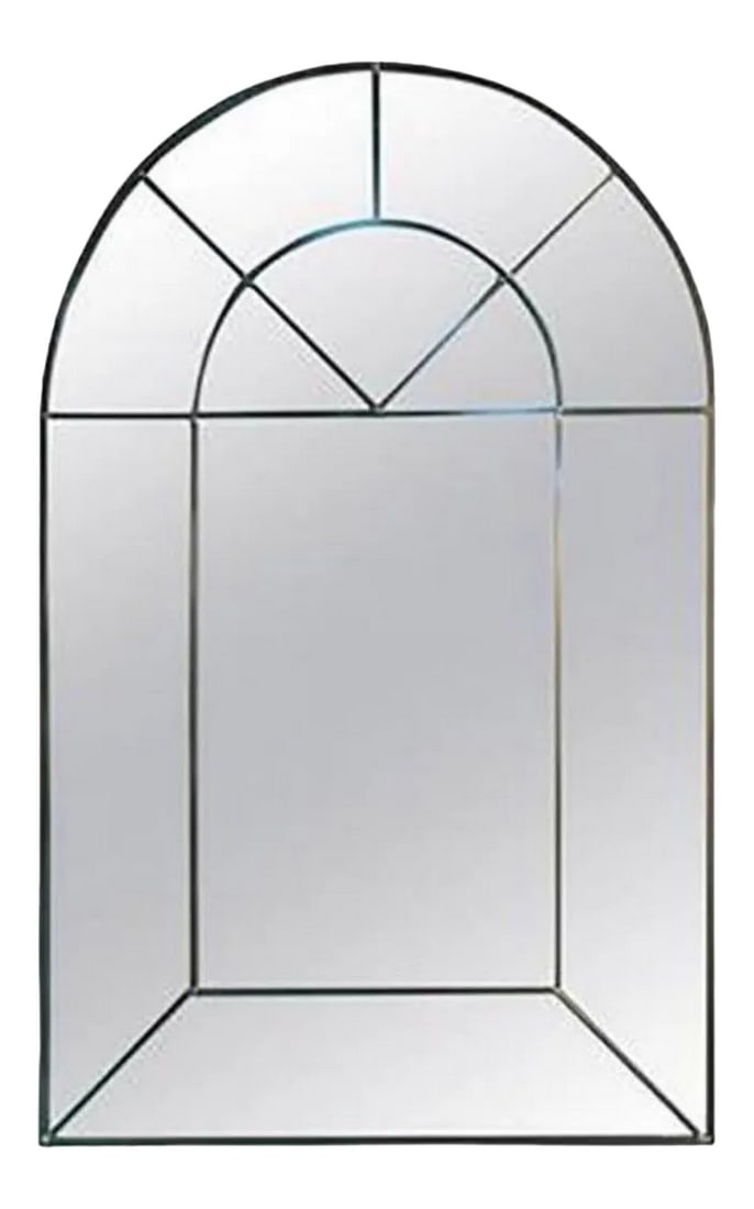 1970s Carol Canner for Carvers Guild Colonial Arch Design Wall Mount Mirror: An Exceptionally well made colonial arch designed wall mirror by Carol Canner for Carvers Guild. Signed and dated 1973 Leaded finish in Great Vintage condition. Condition: Alterations: Original Condit