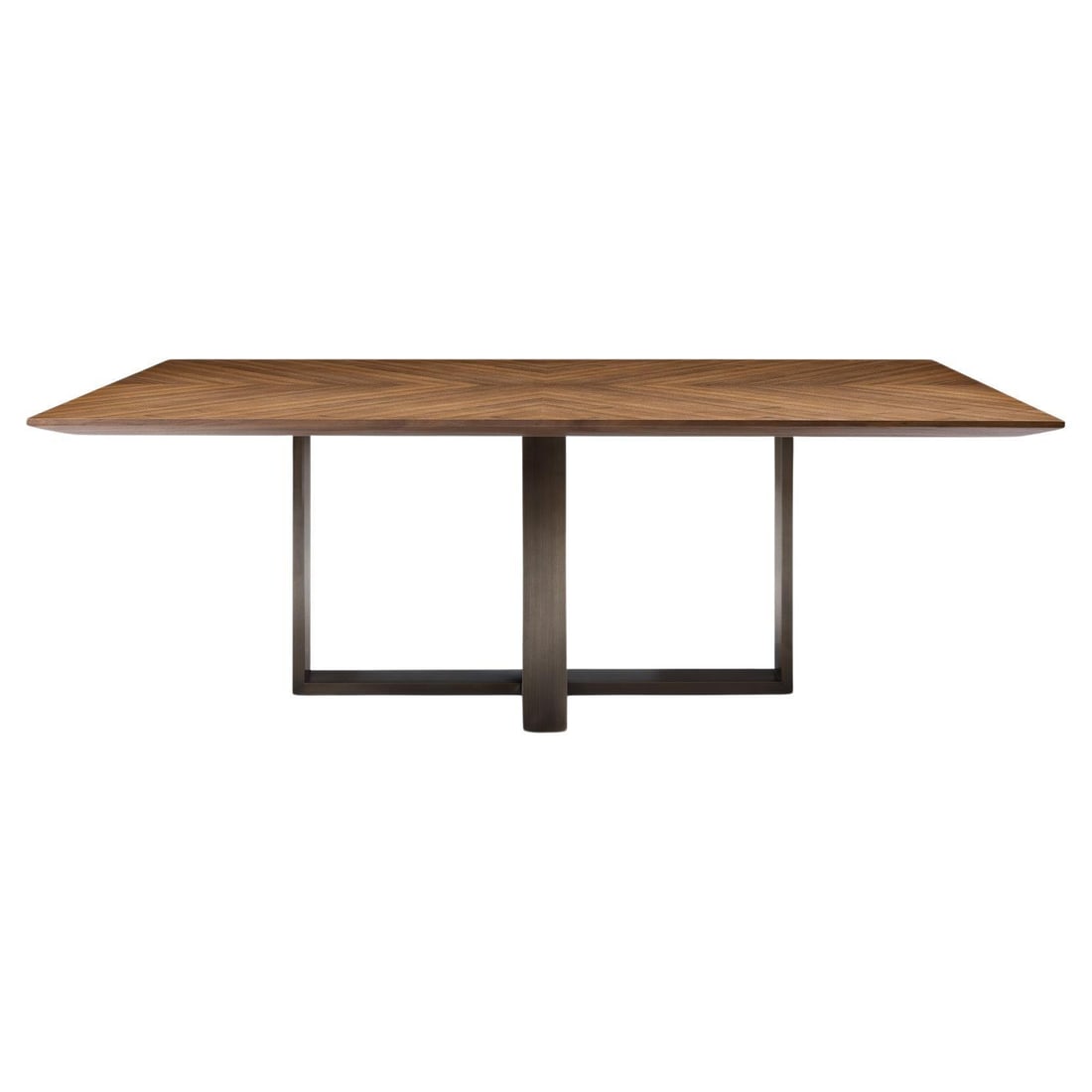 Modern Greg Sheres Style Walnut and Bronze Dining Table - 2