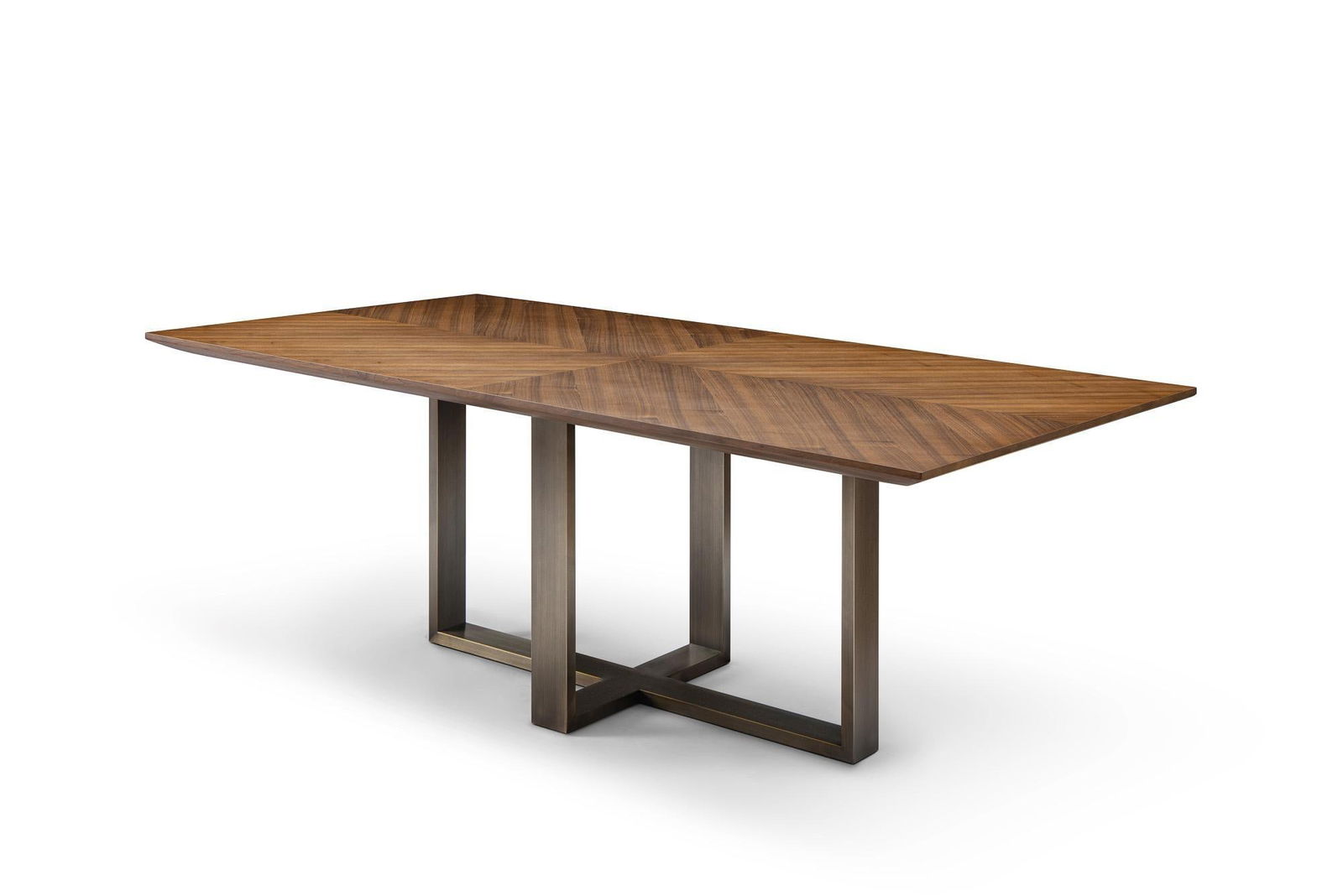 Modern Greg Sheres Style Walnut and Bronze Dining Table - 3