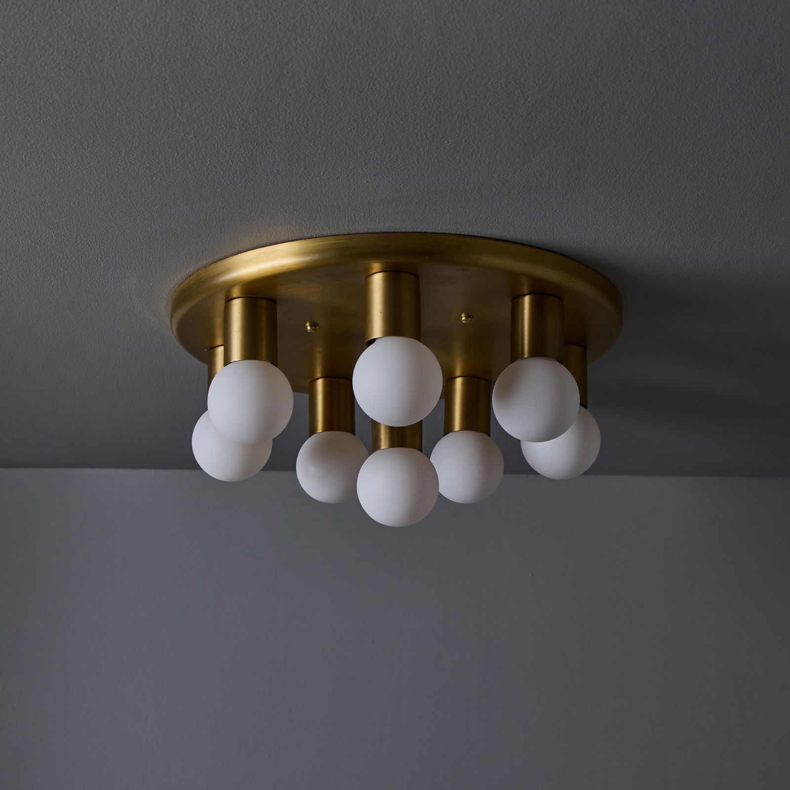 1970s Brass 8-Bulb Flush Mount Attributed to Gaetano Sciolari - 11