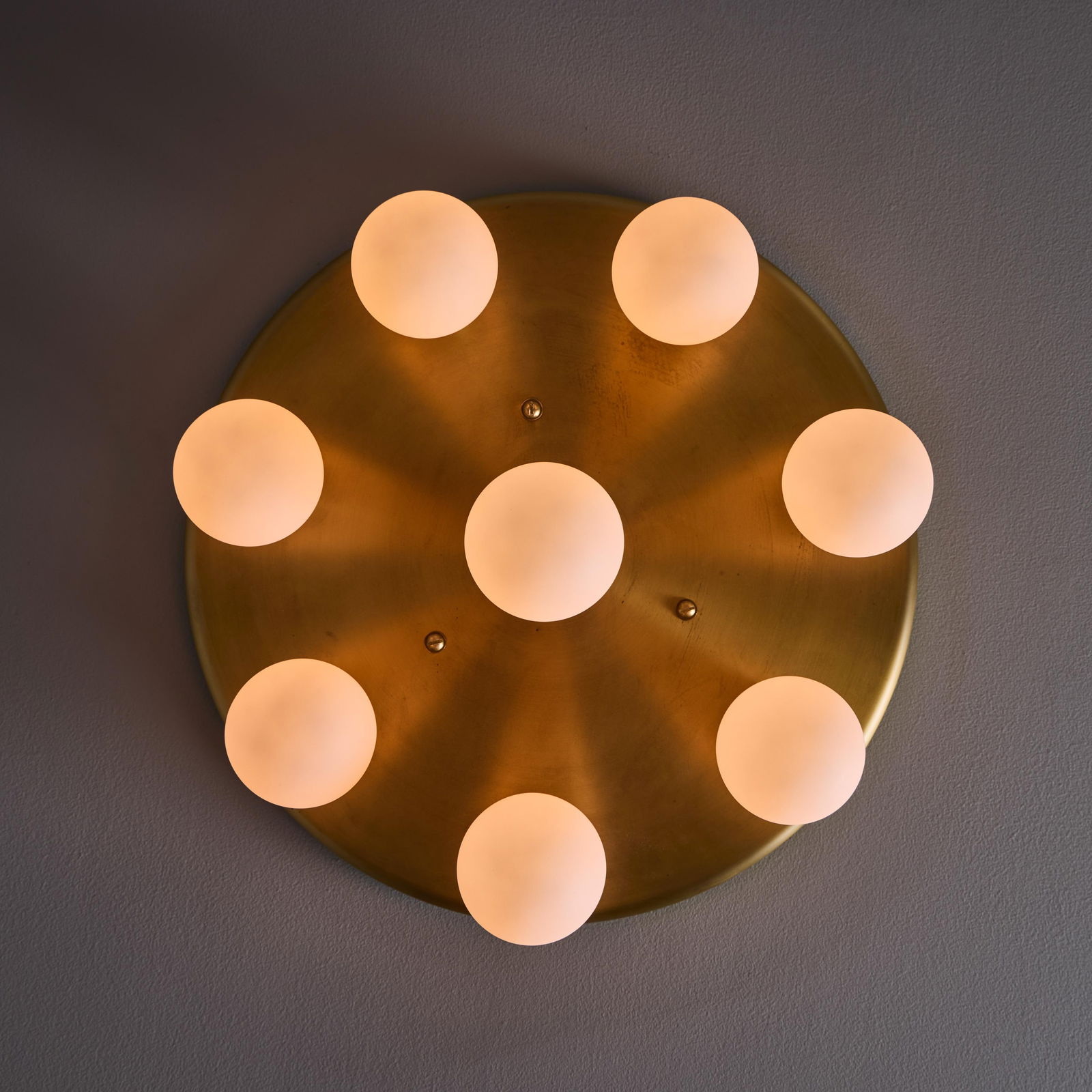 1970s Brass 8-Bulb Flush Mount Attributed to Gaetano Sciolari - 12