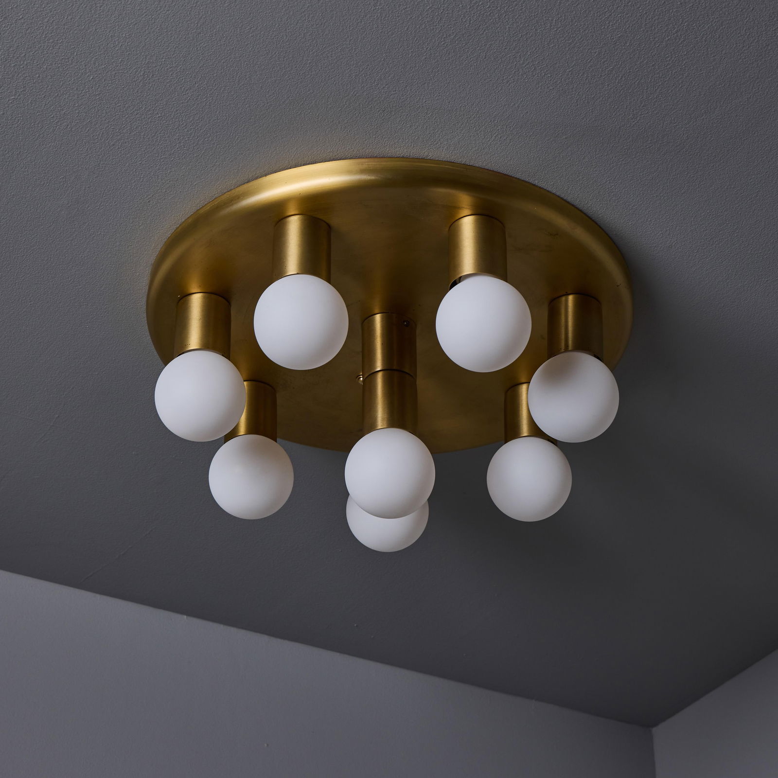 1970s Brass 8-Bulb Flush Mount Attributed to Gaetano Sciolari - 13
