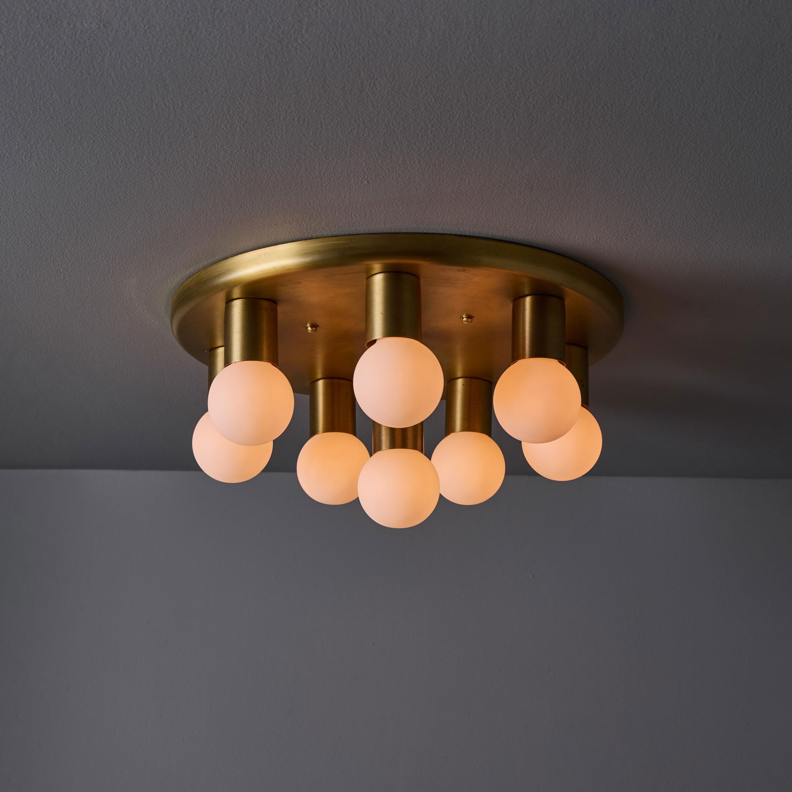 1970s Brass 8-Bulb Flush Mount Attributed to Gaetano Sciolari - 14