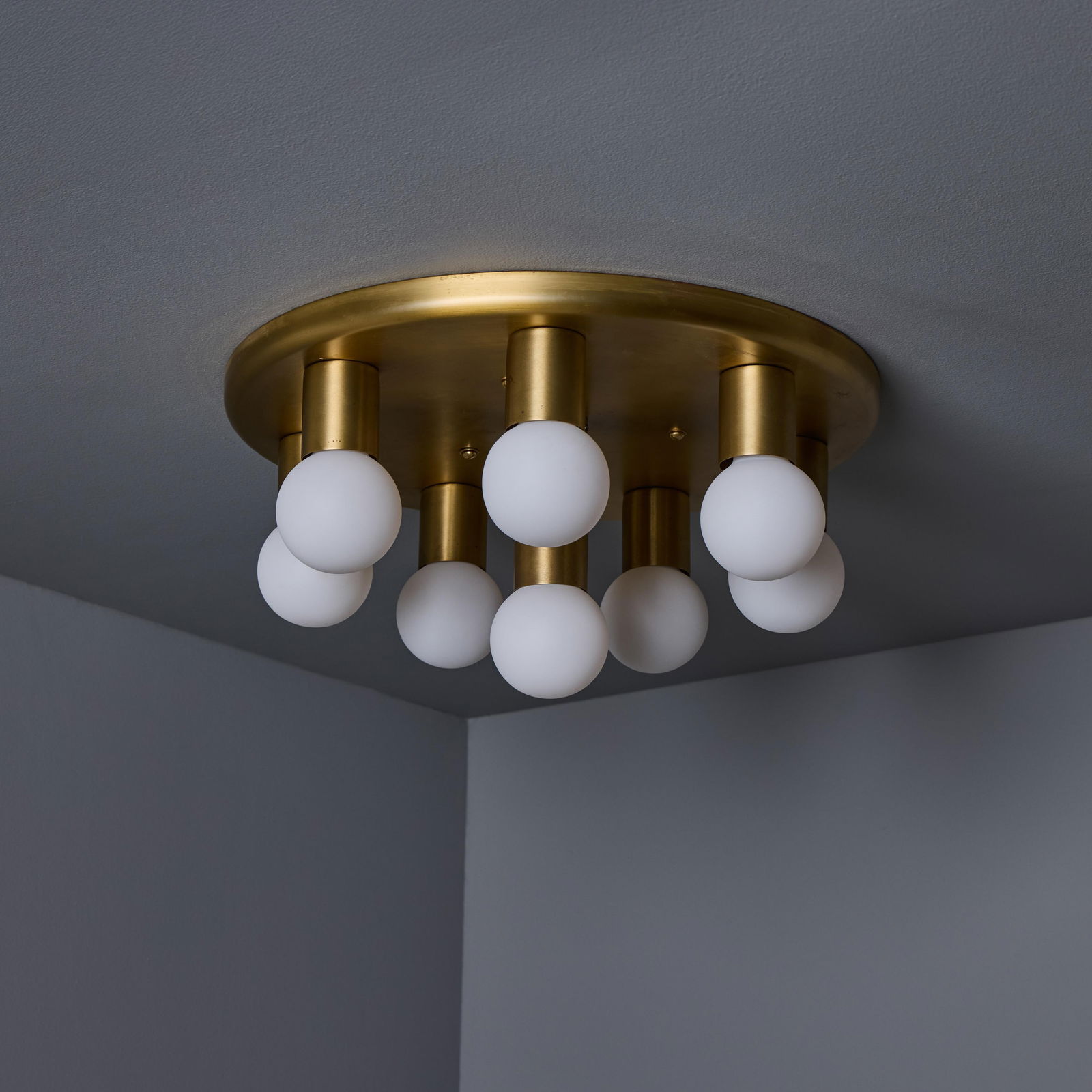 1970s Brass 8-Bulb Flush Mount Attributed to Gaetano Sciolari - 15