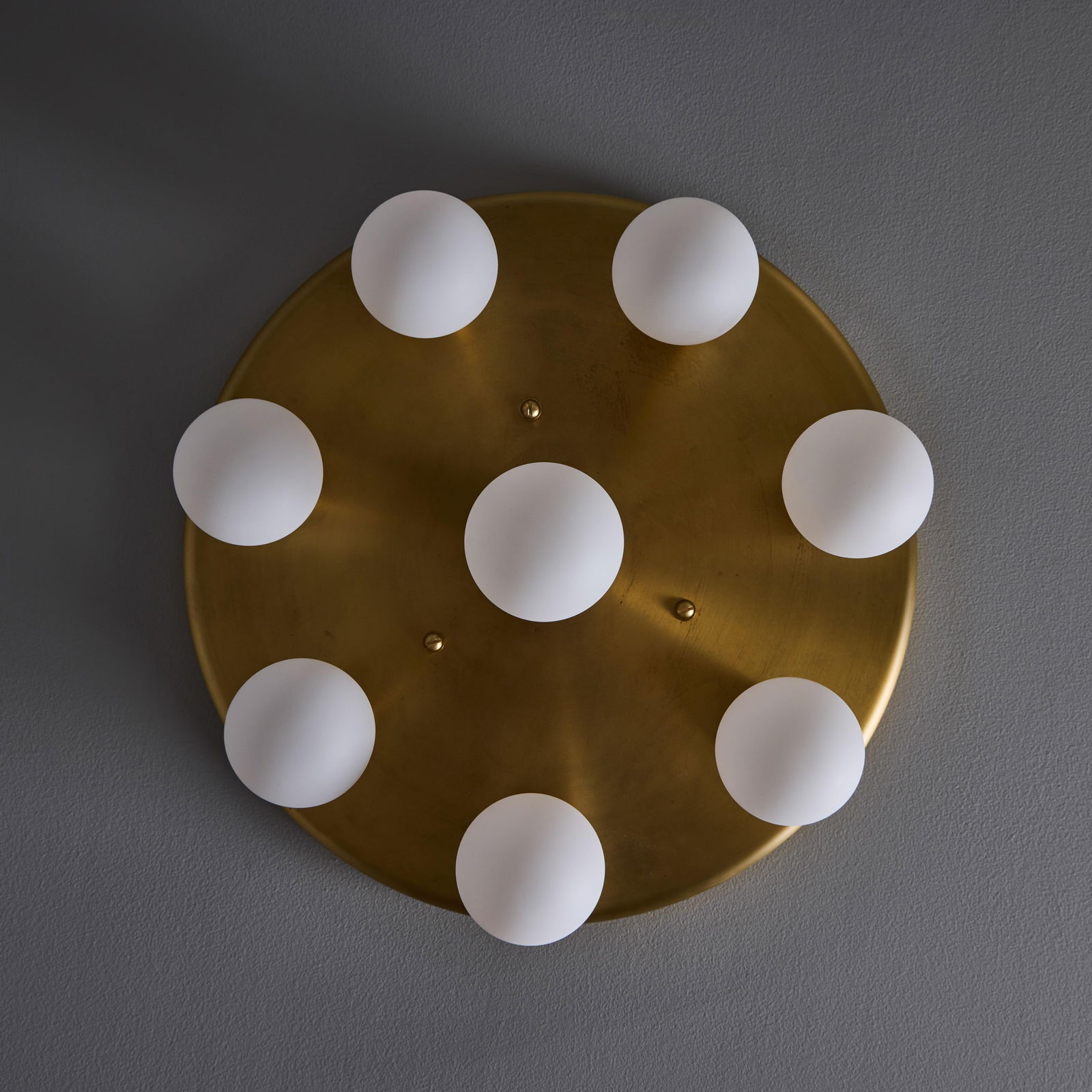 1970s Brass 8-Bulb Flush Mount Attributed to Gaetano Sciolari - 16