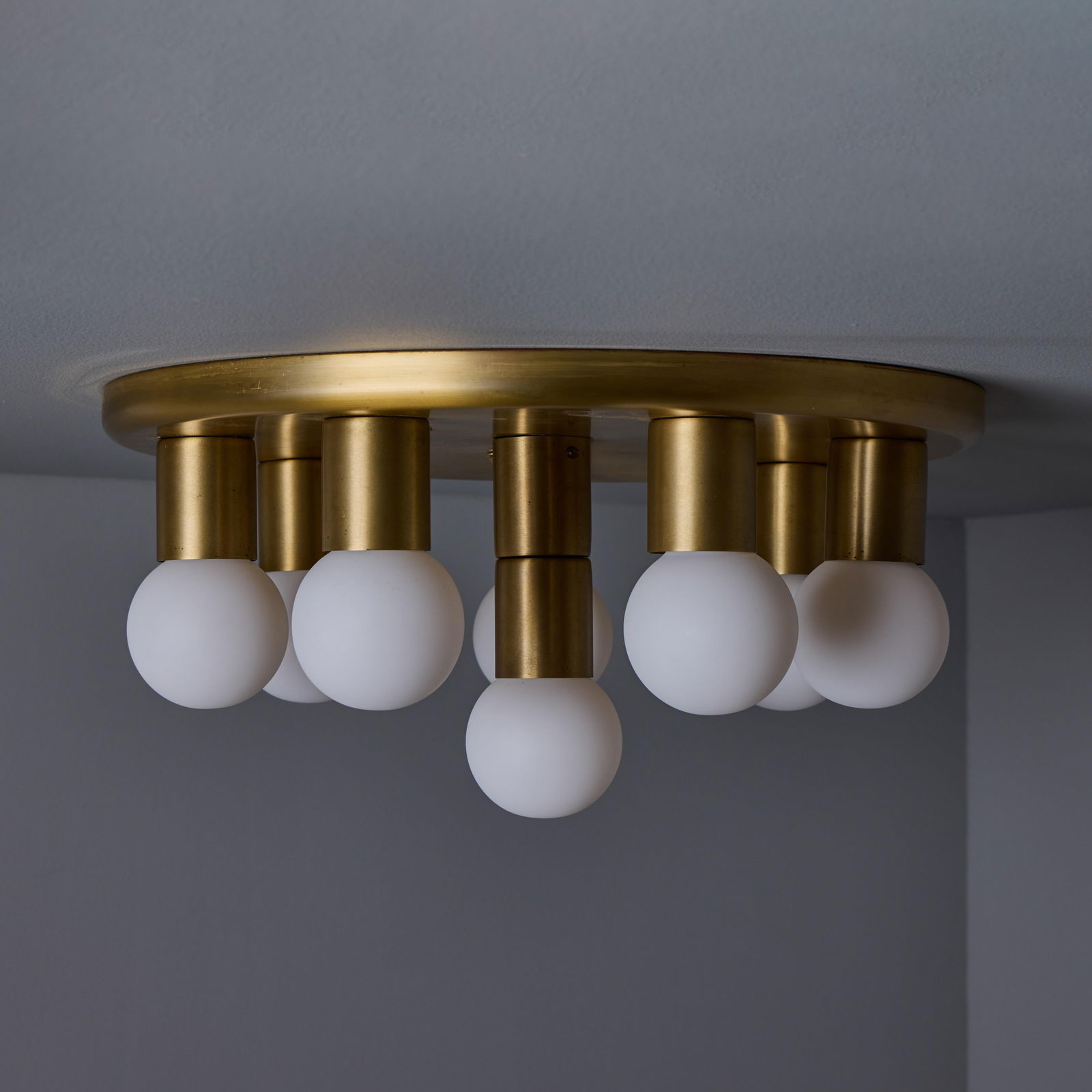 1970s Brass 8-Bulb Flush Mount Attributed to Gaetano Sciolari - 2