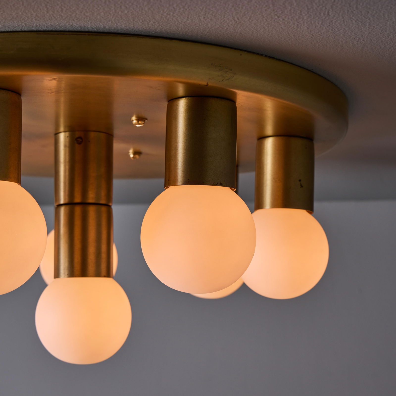 1970s Brass 8-Bulb Flush Mount Attributed to Gaetano Sciolari - 3