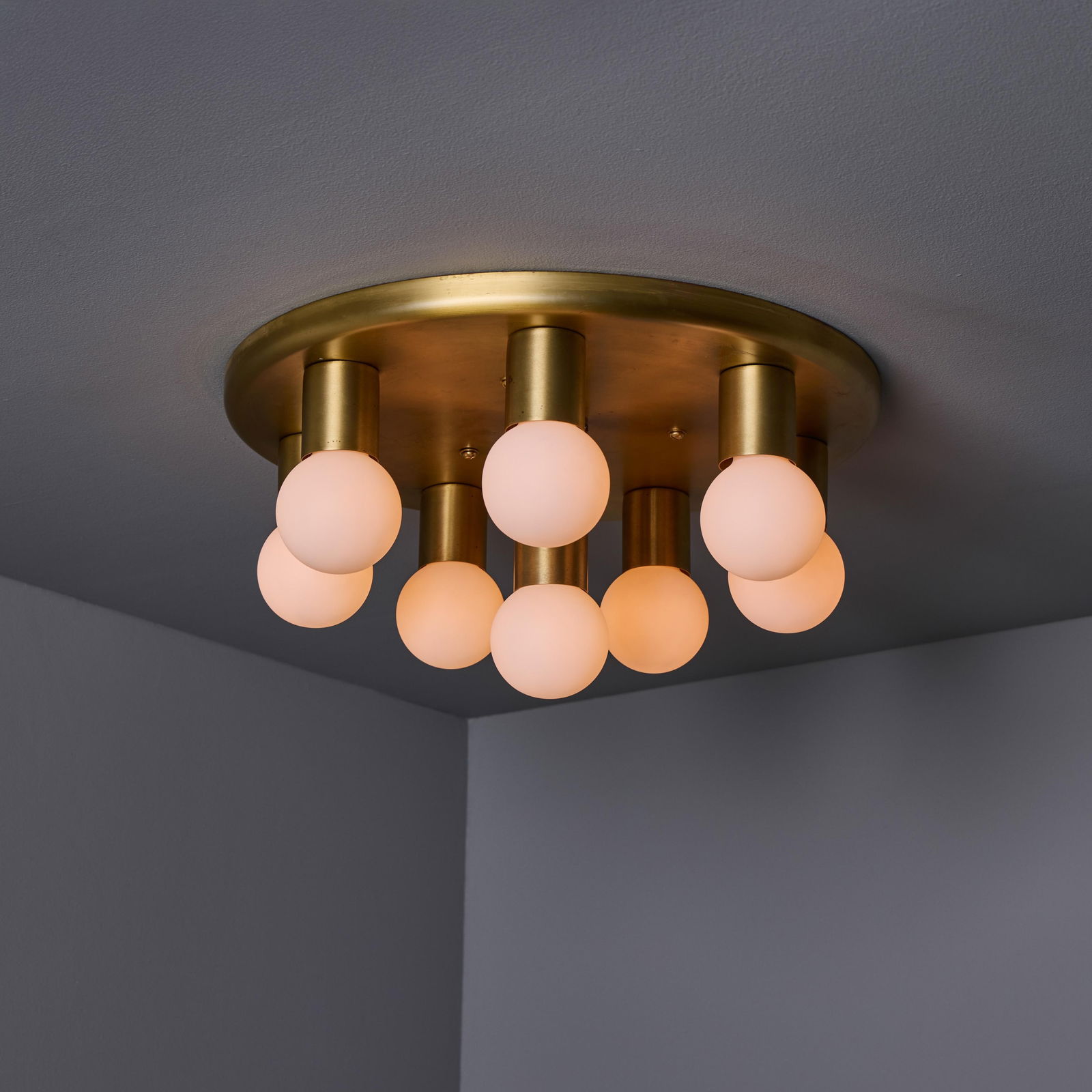 1970s Brass 8-Bulb Flush Mount Attributed to Gaetano Sciolari - 6