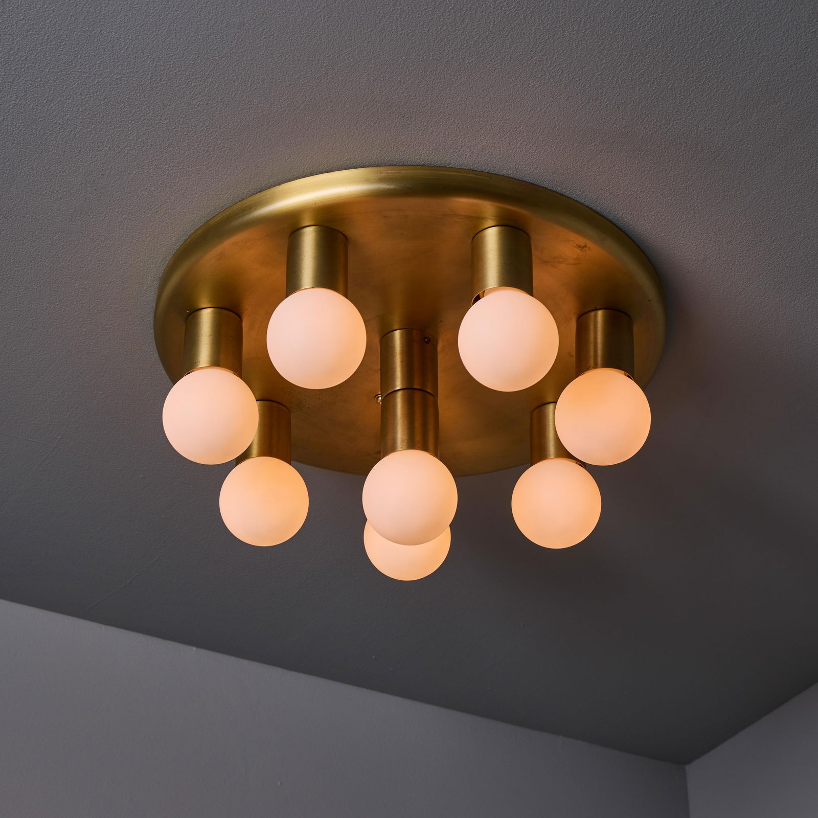 1970s Brass 8-Bulb Flush Mount Attributed to Gaetano Sciolari - 7