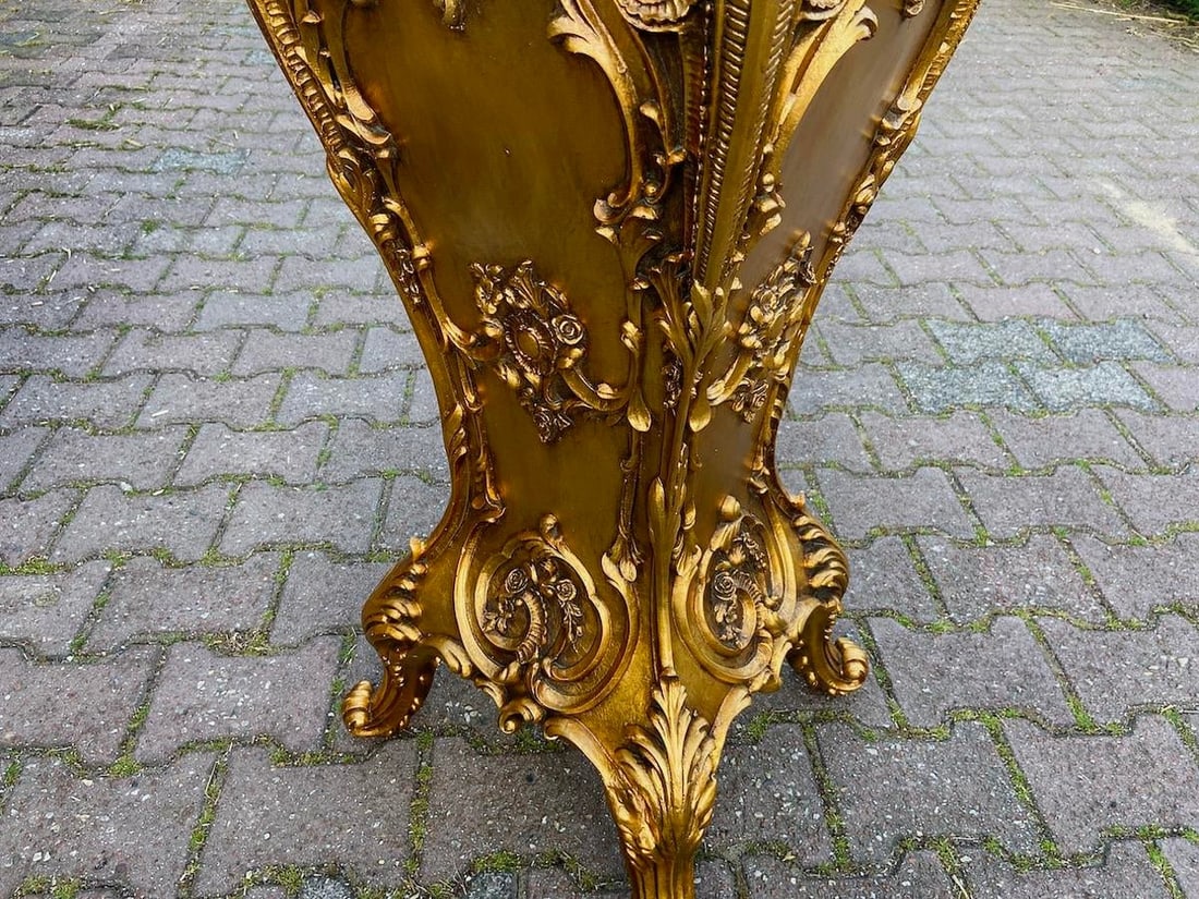 Late 20thC Italian Gold Baroque Resin Pedestals - Pair 2pcs - 13