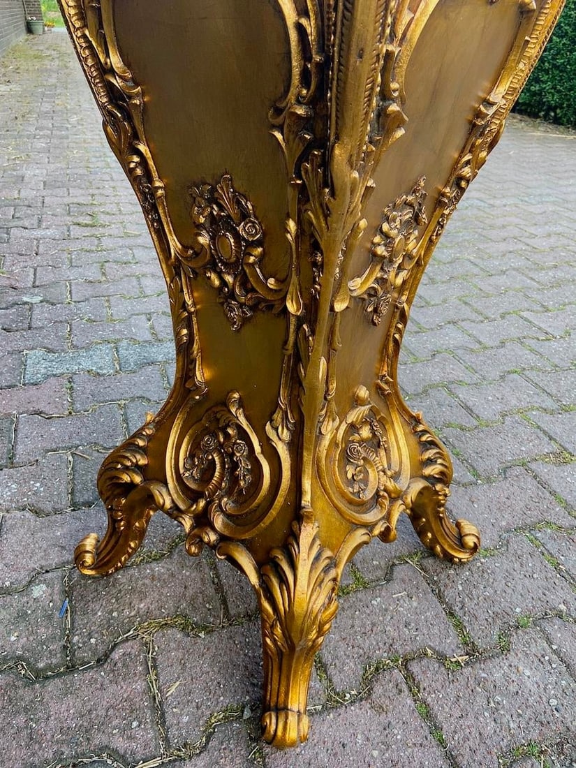 Late 20thC Italian Gold Baroque Resin Pedestals - Pair 2pcs - 14