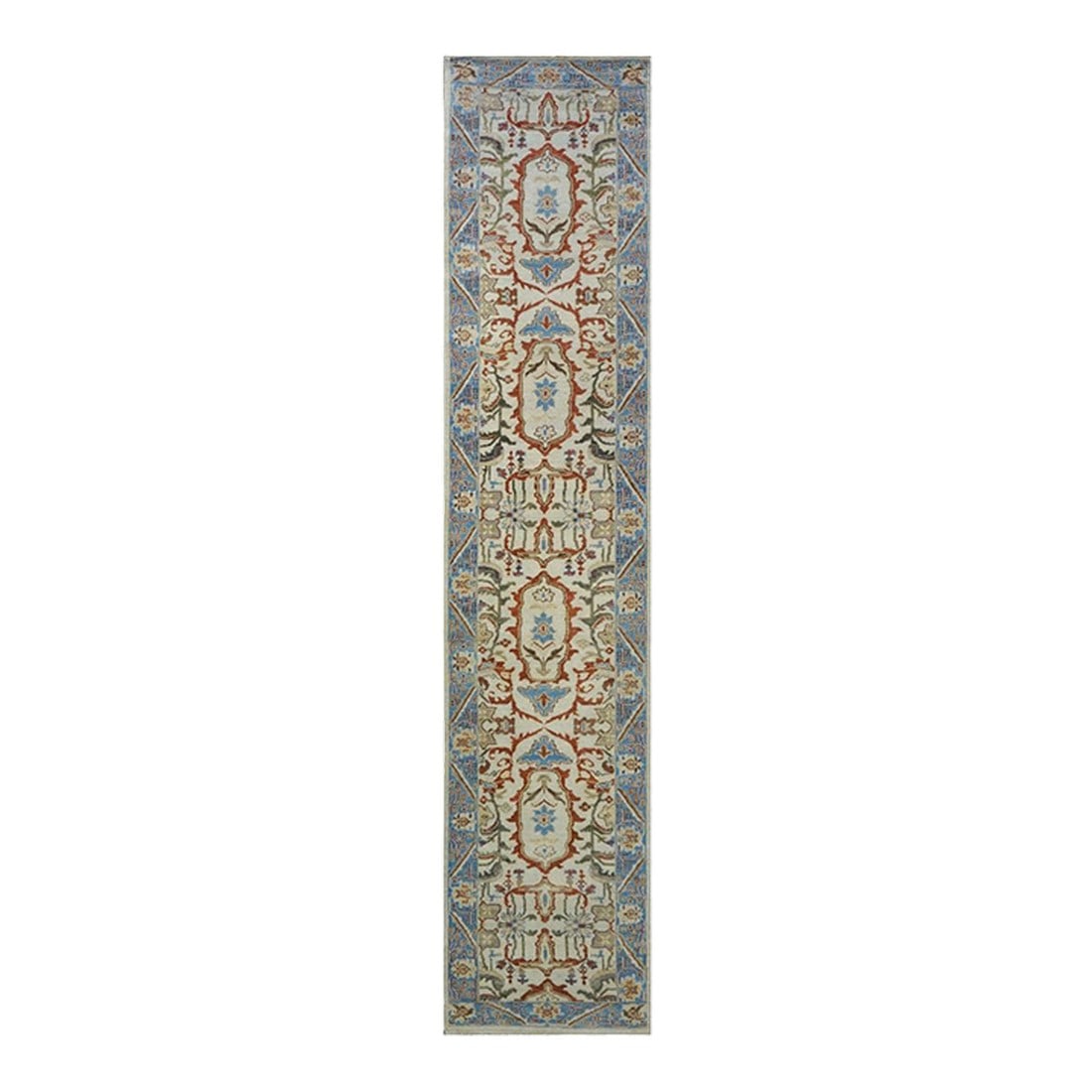 Afghan Sultanabad Masters Wool 3X14 Ivory, Blue & Rust Handmade Runner Rug #1143751: Afghan Sultanabad Masters Wool 3X14 Ivory, Blue & Rust Handmade Runner Rug #1143751 Condition: Imperfections: No Imperfections Condition Notes: New Dimensions: Height: 0.25 in. Width: 25.2 in.