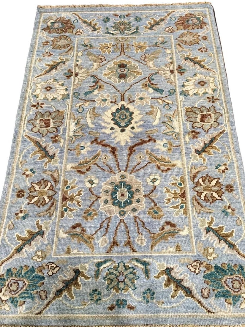 Afghan Wool Sultanabad Masters 3 x 5 Blue, Teal, Tan & Ivory Handmade Area Rug #1143298 - 2