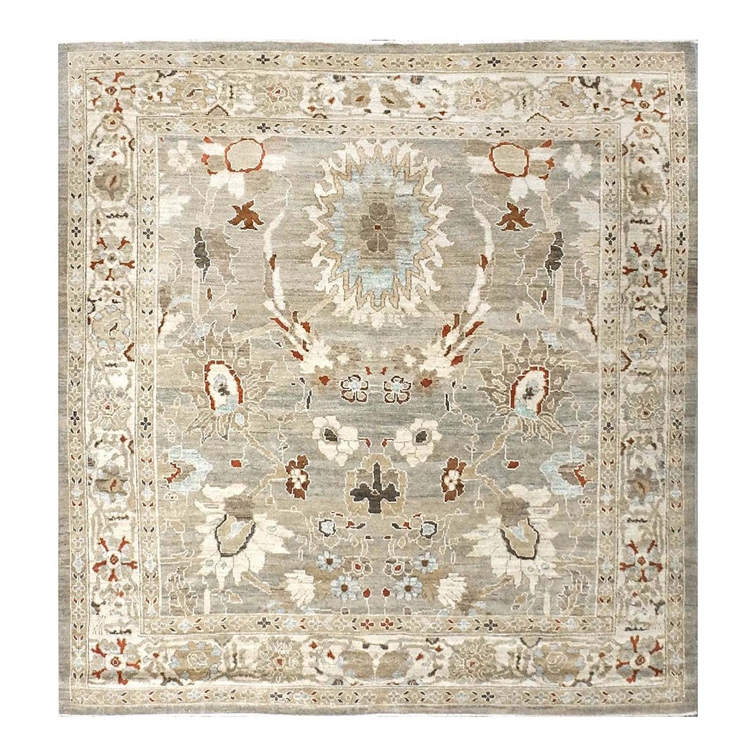 Persian Sultanabad Wool 8x8 Square Tan, Blue, & Ivory Handmade Area Rug #1143023: Persian Sultanabad Wool 8x8 Square Tan, Blue, & Ivory Handmade Area Rug #1143023 Condition: Imperfections: No Imperfections Condition Notes: New Dimensions: Height: 0.25 in. Width: 93 in. Depth: