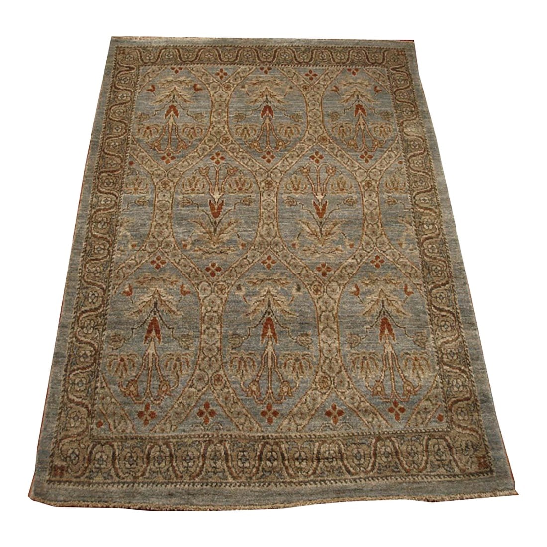 Turkish Sultanabad Wool 3x5 Light Blue, Rust, Ivory & Gray Handmade Area Rug #1142121: Turkish Sultanabad Wool 3x5 Light Blue, Rust, Ivory & Gray Handmade Area Rug #1142121 Condition: Imperfections: No Imperfections Condition Notes: New Dimensions: Height: 0.25 in. Width: 39 in.