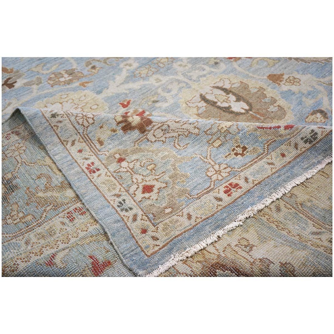 Persian Sultanabad Wool 9x12 Blue, Ivory & Tan Handmade Area Rug #1142964 - 10