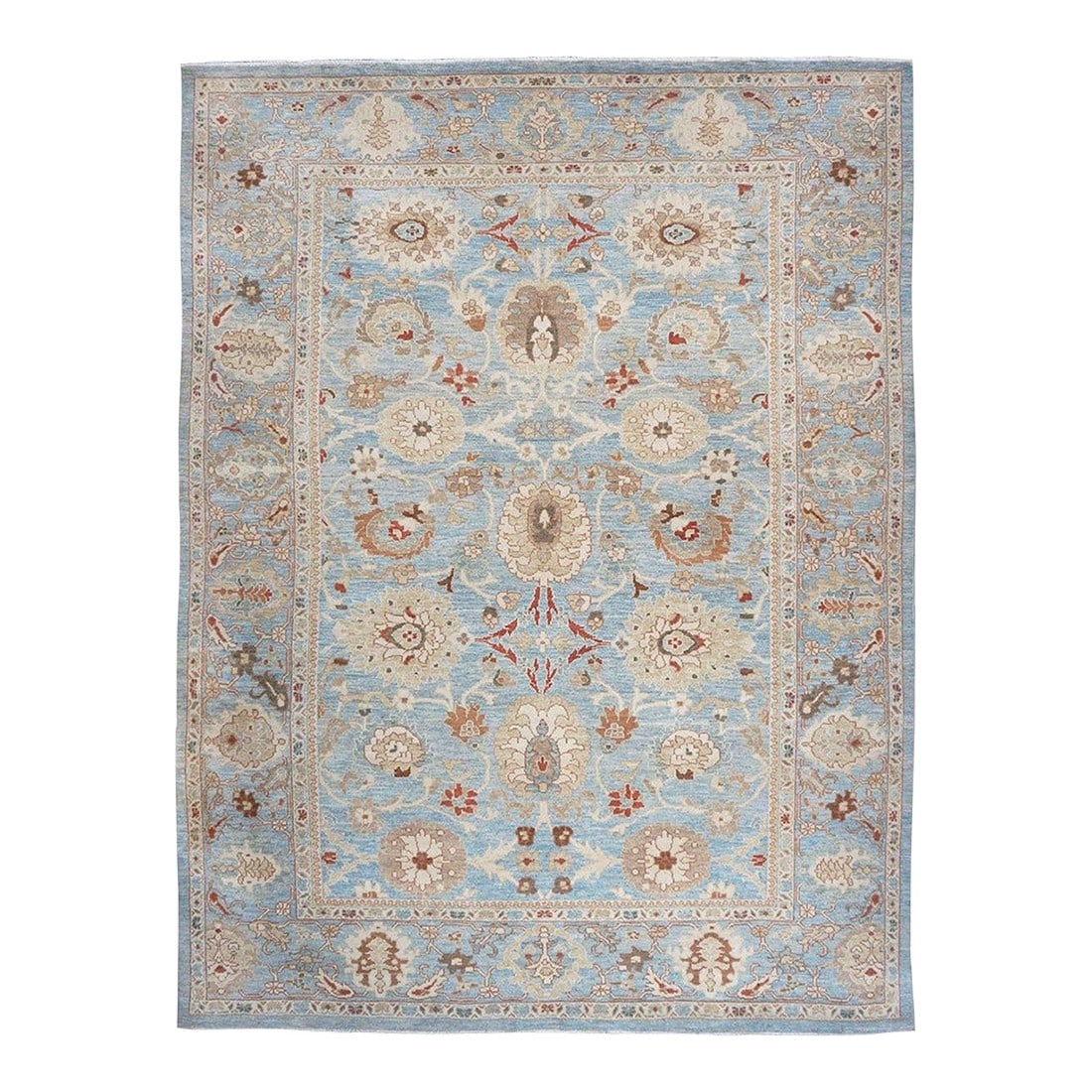 Persian Sultanabad Wool 9x12 Blue, Ivory & Tan Handmade Area Rug #1142964: Persian Sultanabad Wool 9x12 Blue, Ivory & Tan Handmade Area Rug #1142964 Condition: Imperfections: No Imperfections Condition Notes: New Dimensions: Height: 0.25 in. Width: 108 in. Depth: 145 in.