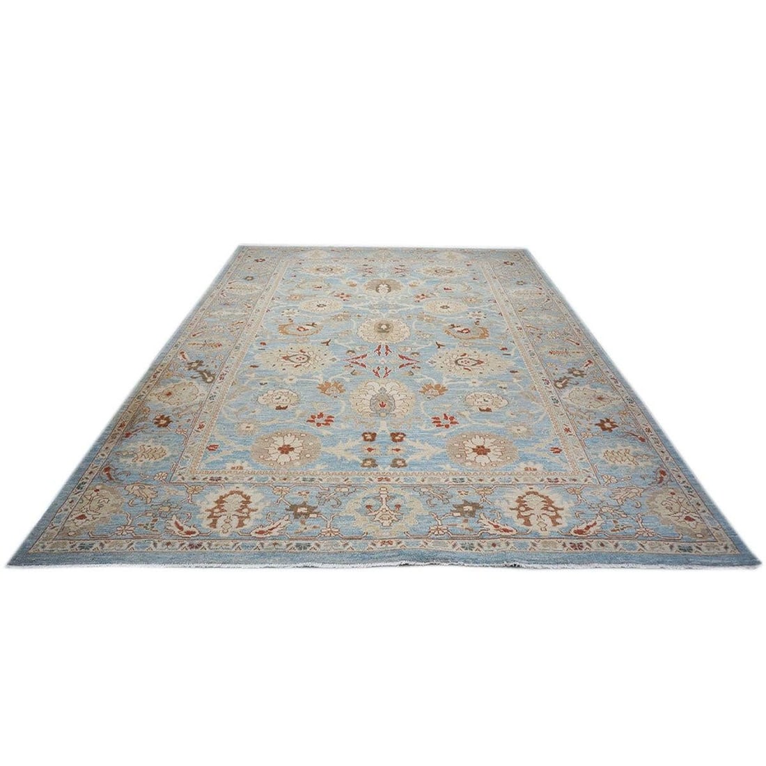 Persian Sultanabad Wool 9x12 Blue, Ivory & Tan Handmade Area Rug #1142964 - 2