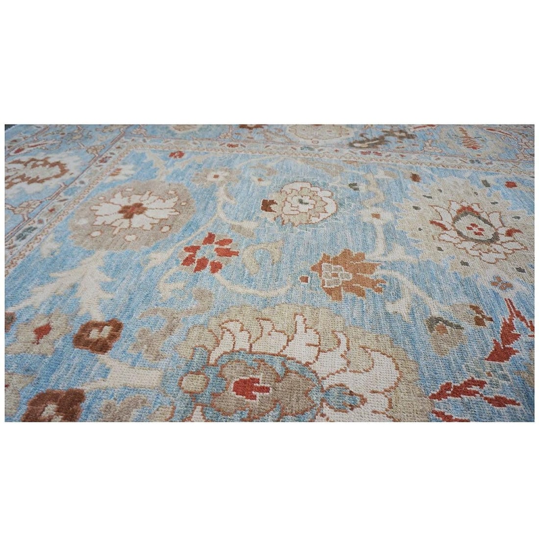 Persian Sultanabad Wool 9x12 Blue, Ivory & Tan Handmade Area Rug #1142964 - 7