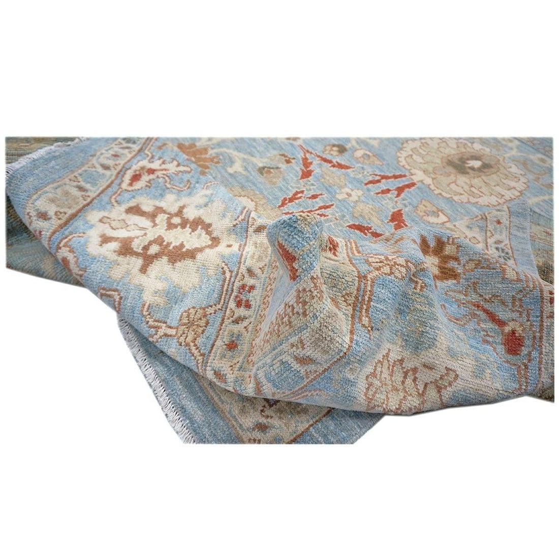 Persian Sultanabad Wool 9x12 Blue, Ivory & Tan Handmade Area Rug #1142964 - 9