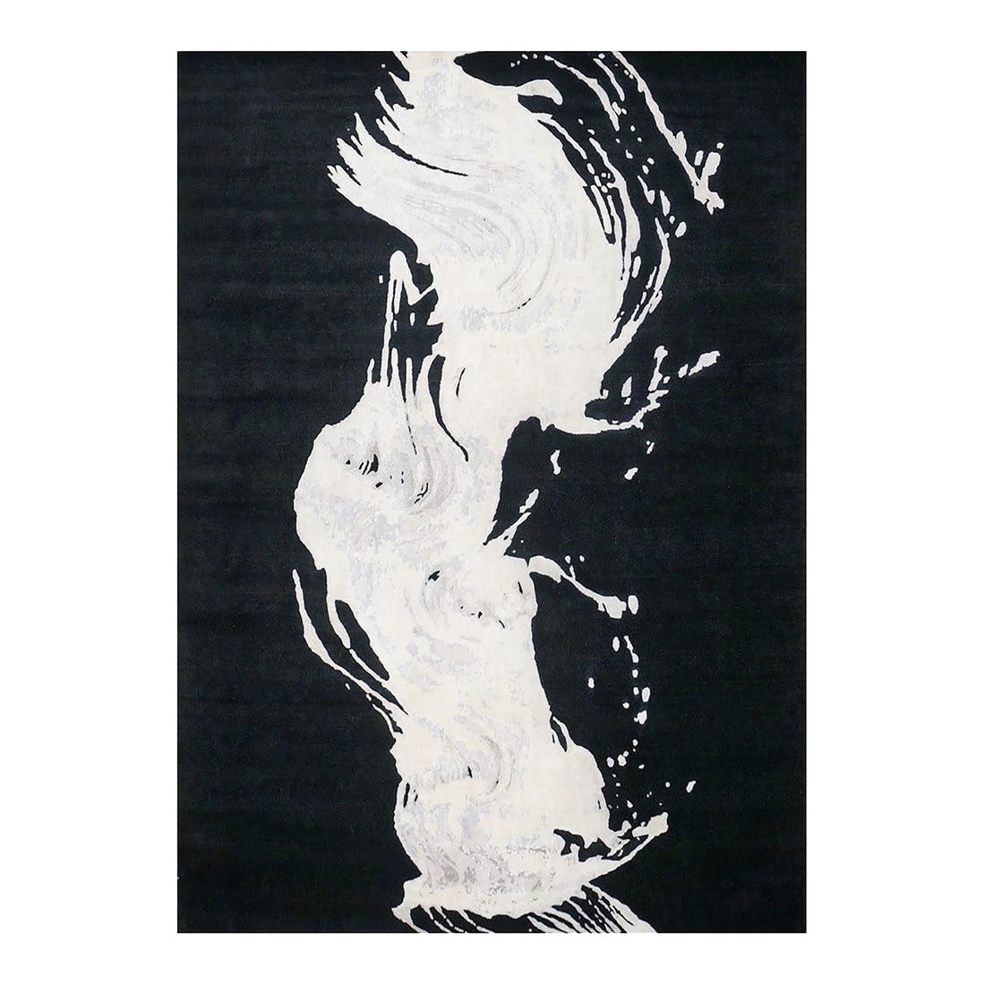 Modern Nepalese Wool & Silk 9X13 Black & White Wave Design Handmade Area Rug #1144031: Modern Nepalese Wool & Silk 9X13 Black & White Wave Design Handmade Area Rug #1144031 Condition: Imperfections: No Imperfections Condition Notes: New Dimensions: Height: 0.38 in. Width: 112 in.