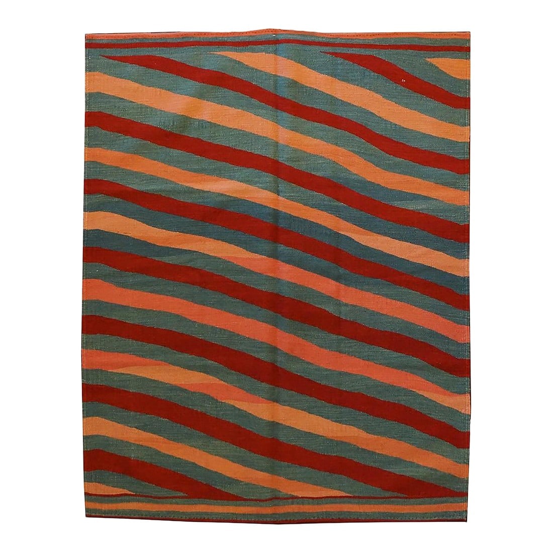Turkish Safari Kilim 5X6 Striped Red & Orange Handmade Area Rug #1142567: Turkish Safari Kilim 5X6 Striped Red & Orange Handmade Area Rug #1142567 Condition: Imperfections: No Imperfections Condition Notes: New Dimensions: Height: 0.25 in. Width: 56 in. Depth: 70 in. 