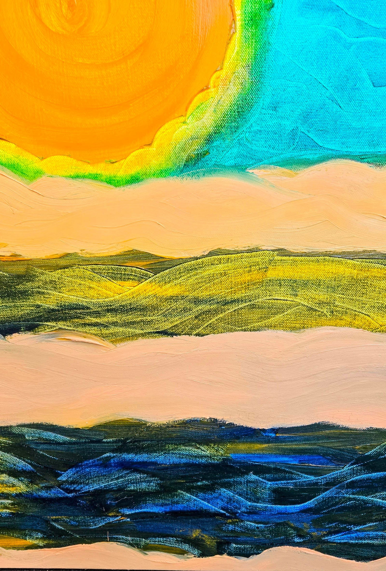 Primitive Futurism "Celestial Sunflowers" Oil Painting by Artist John Carnright - 2